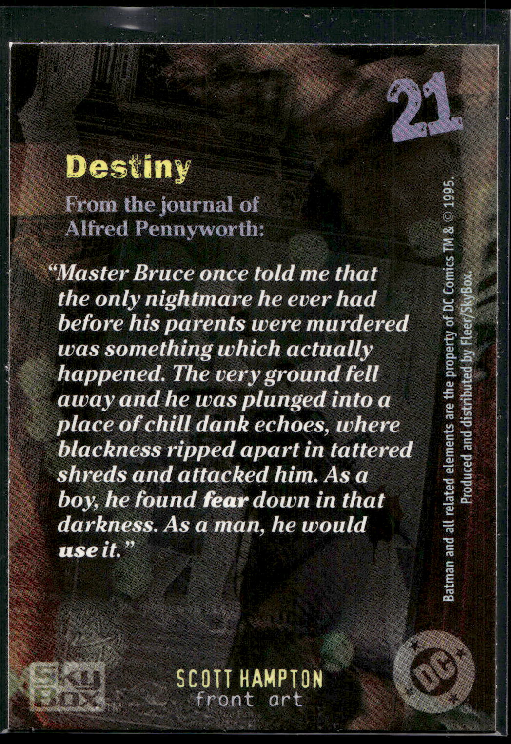 1996 SkyBox Batman Master Series #21 Destiny