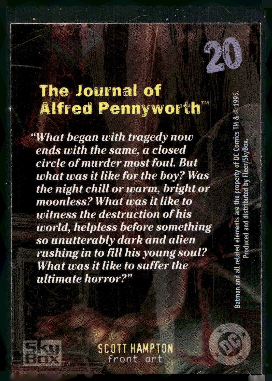 1996 SkyBox Batman Master Series #20 The Journal of Alfred Pennyworth