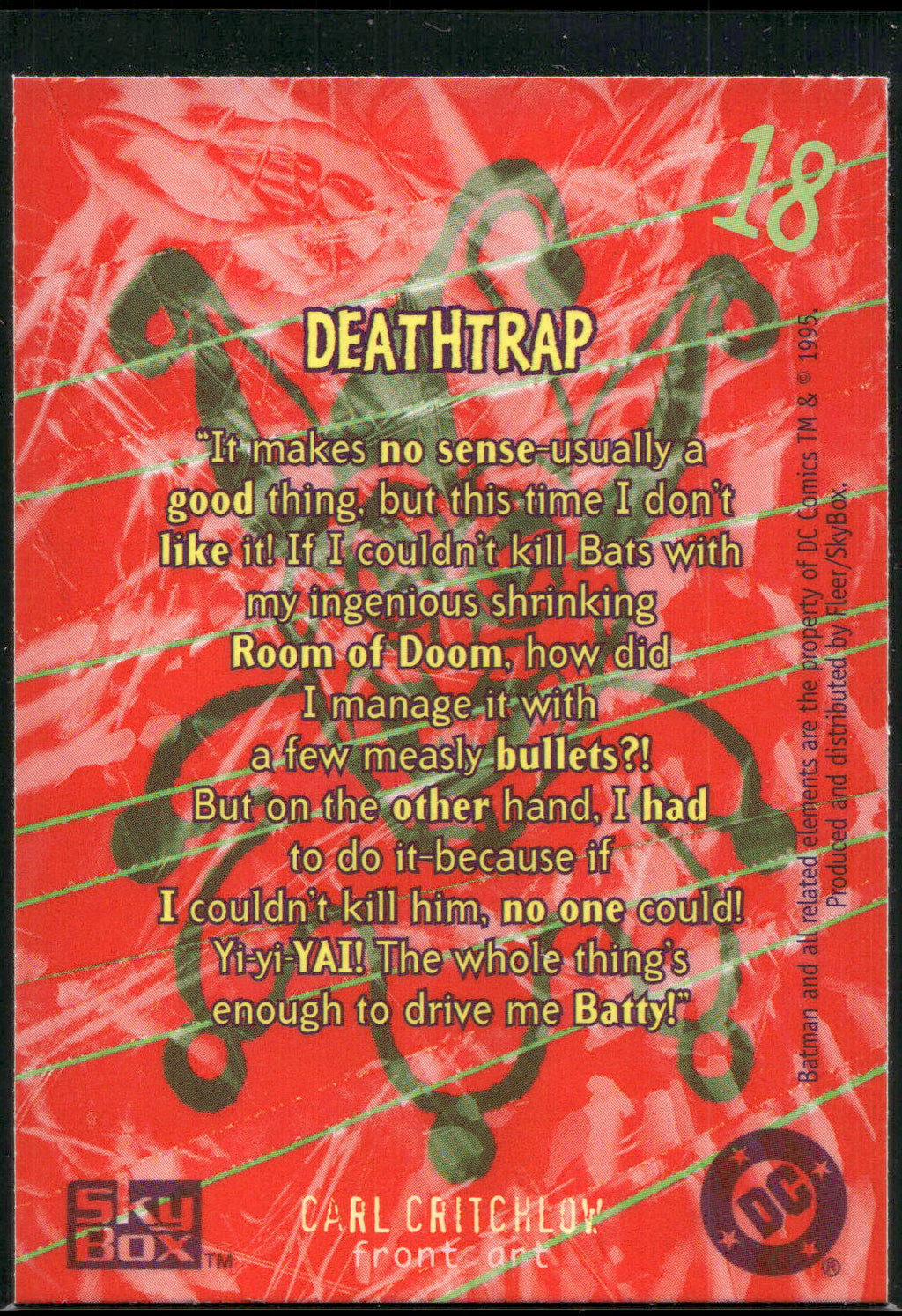 1996 SkyBox Batman Master Series #18 Deathtrap