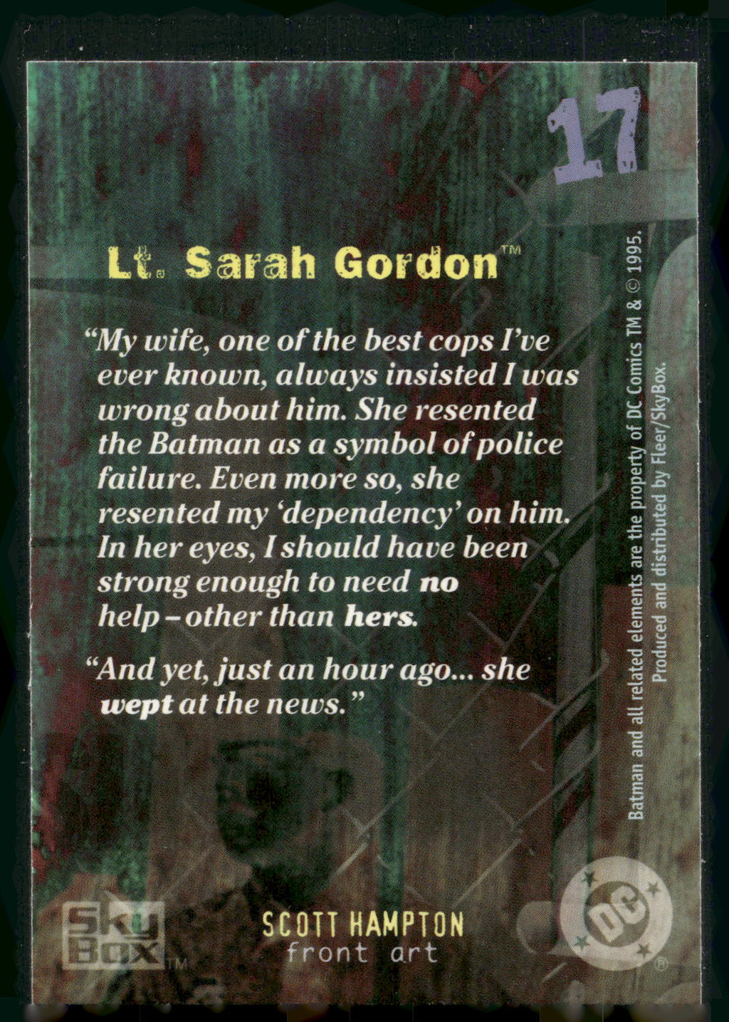 1996 SkyBox Batman Master Series #17 Lt. Sarah Essen Gordon