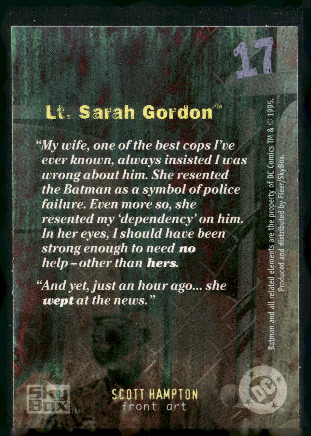 1996 SkyBox Batman Master Series #17 Lt. Sarah Essen Gordon