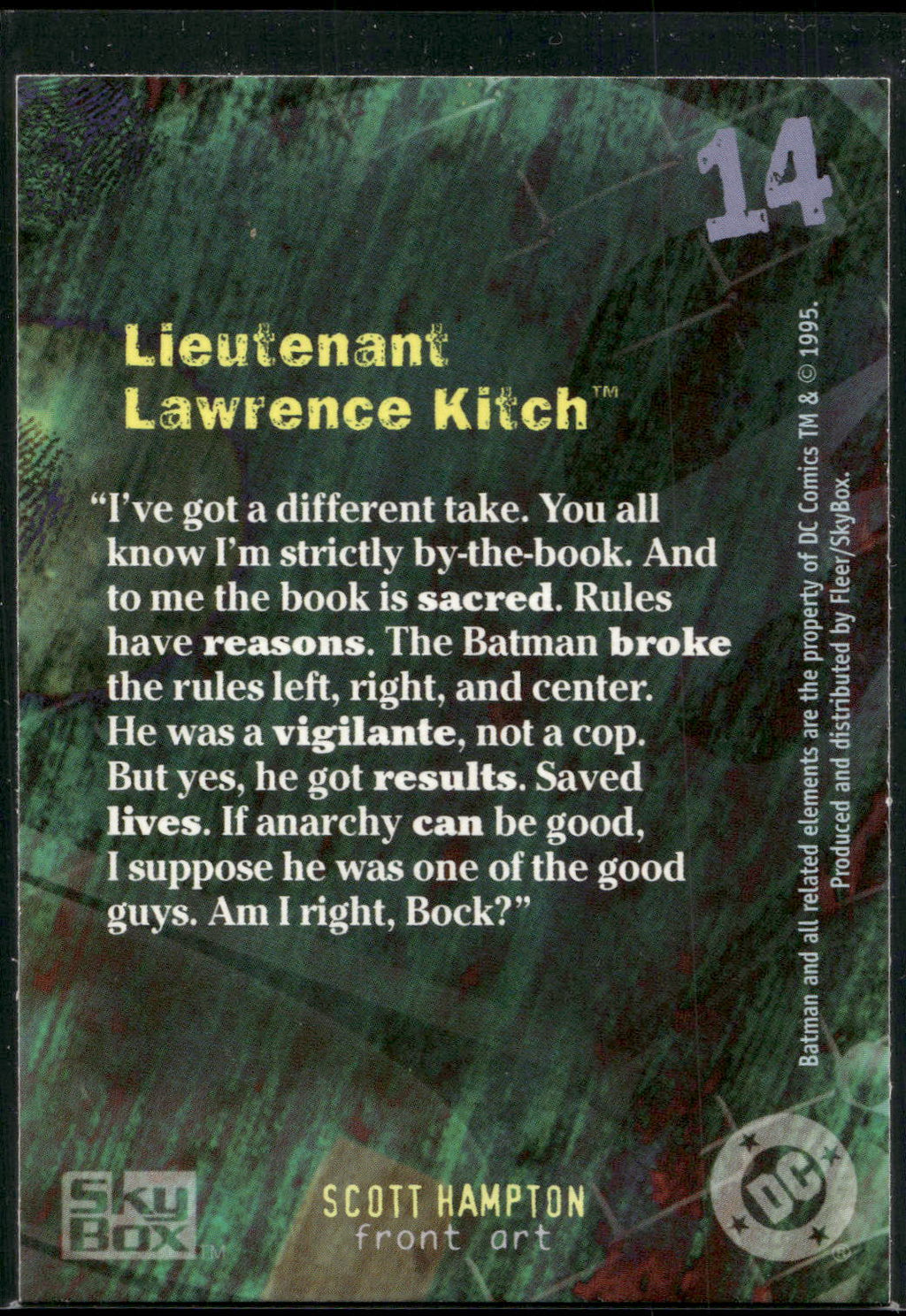 1996 SkyBox Batman Master Series #14 Lt. Lawrence Kitch