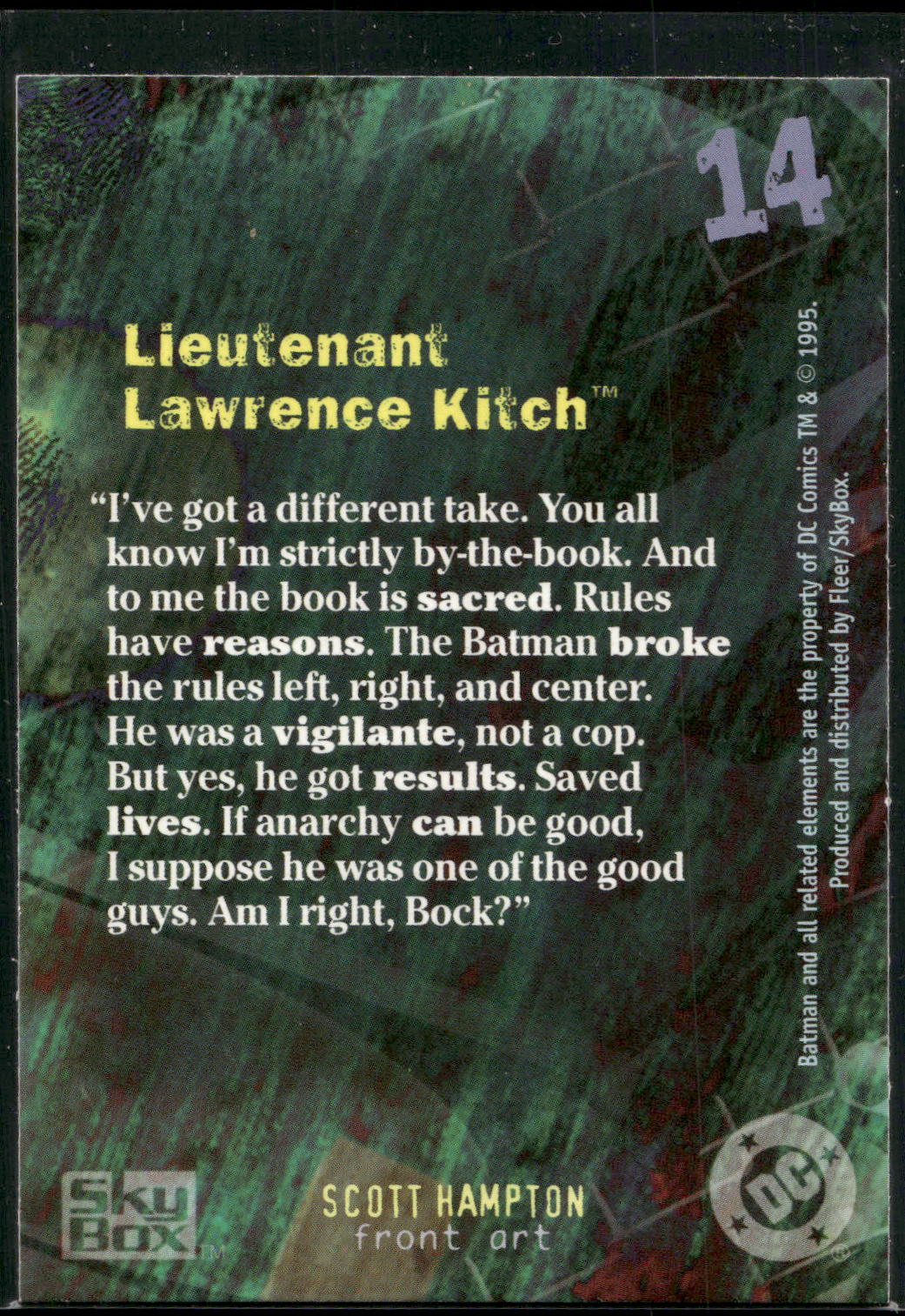 1996 SkyBox Batman Master Series #14 Lt. Lawrence Kitch