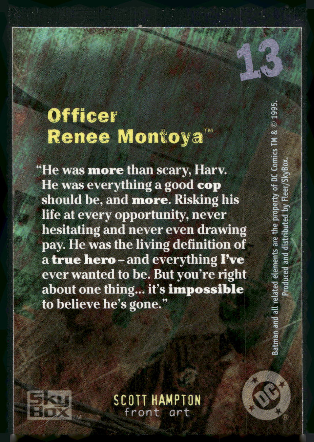 1996 SkyBox Batman Master Series #13 Officer Renee Montoya