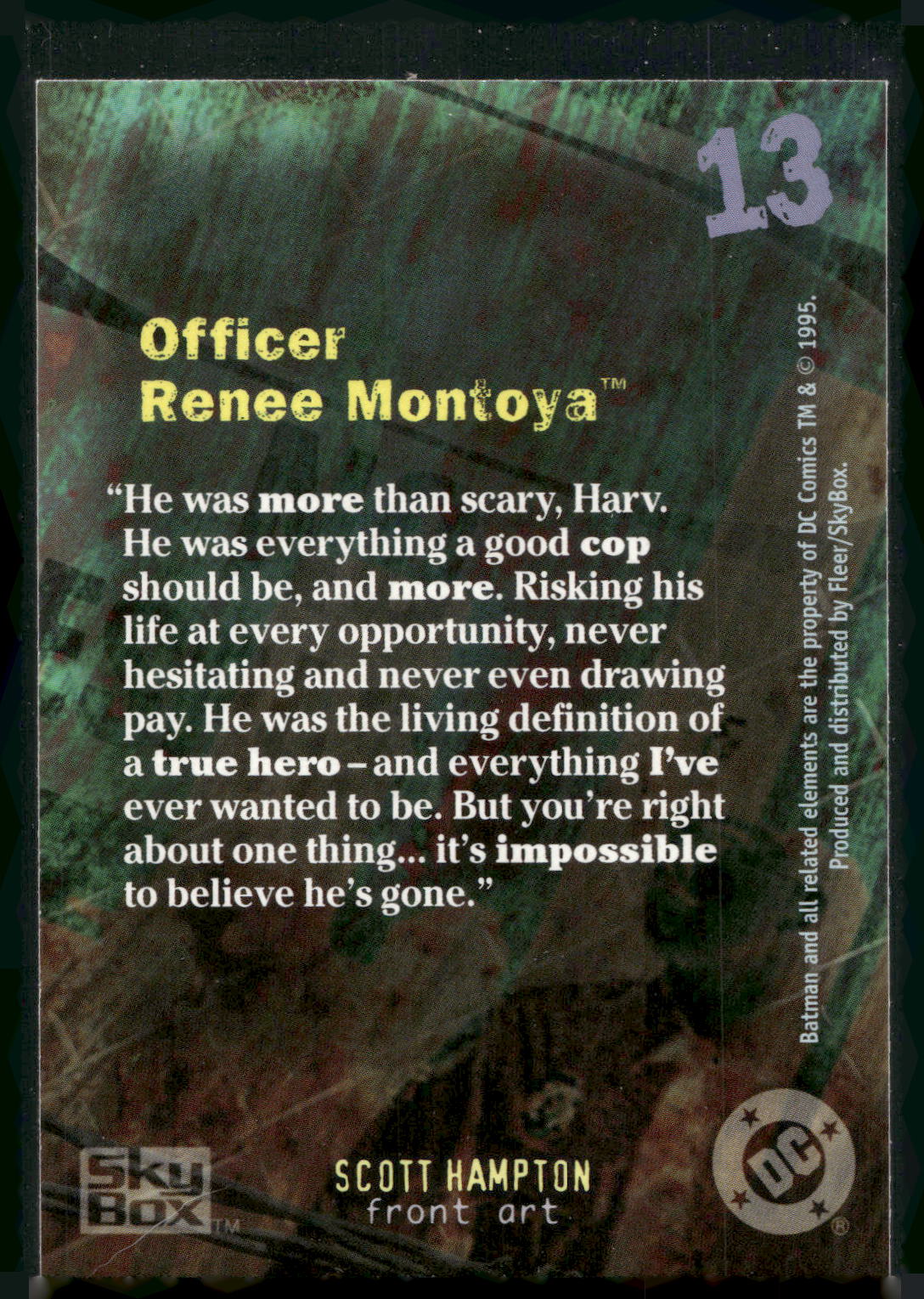 1996 SkyBox Batman Master Series #13 Officer Renee Montoya