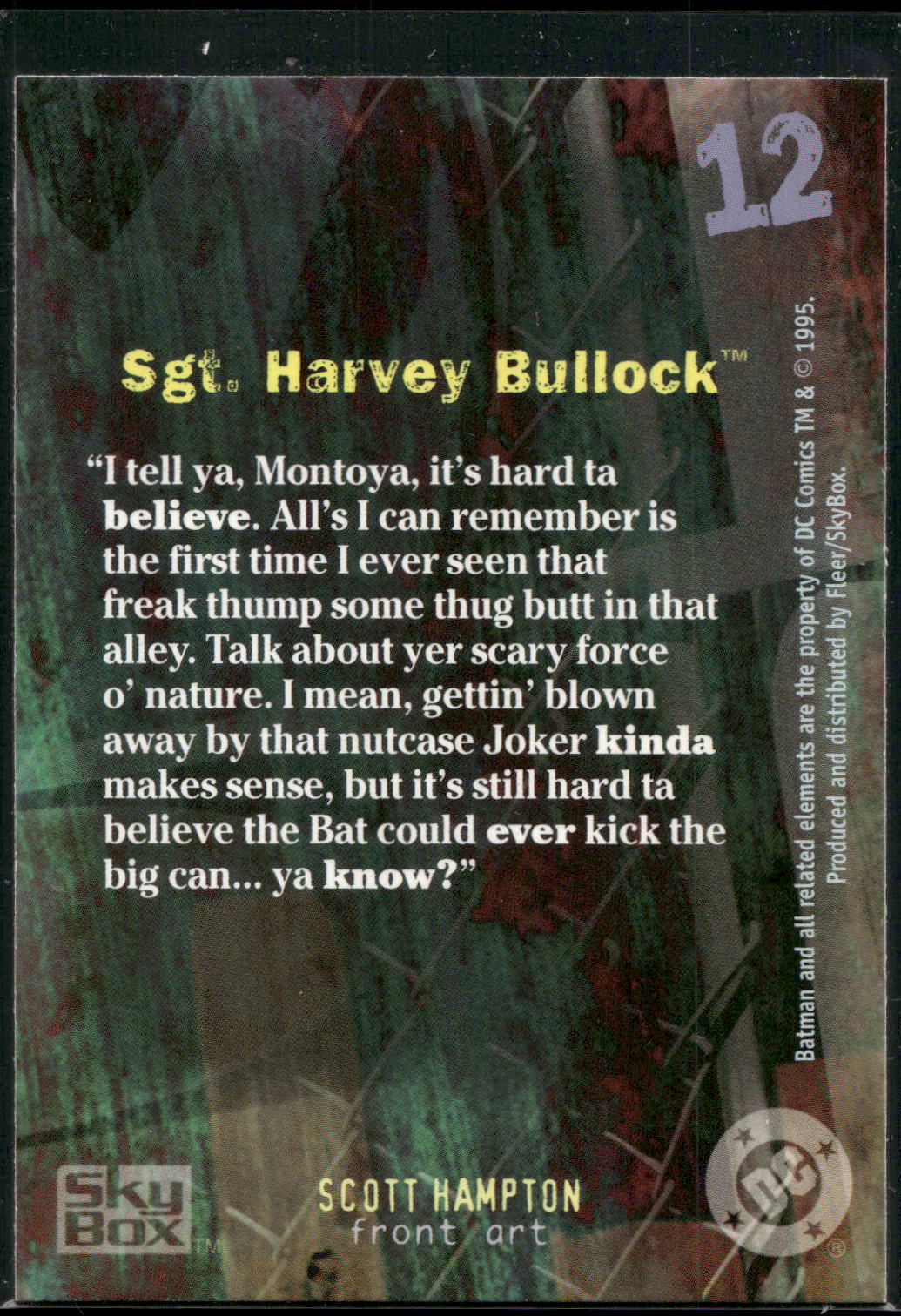1996 SkyBox Batman Master Series #12 Sgt. Harvey Bullock