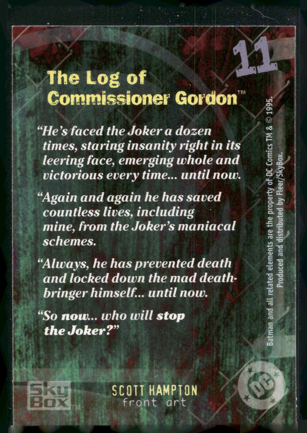 1996 SkyBox Batman Master Series #11 The Log of Commissioner Gordon