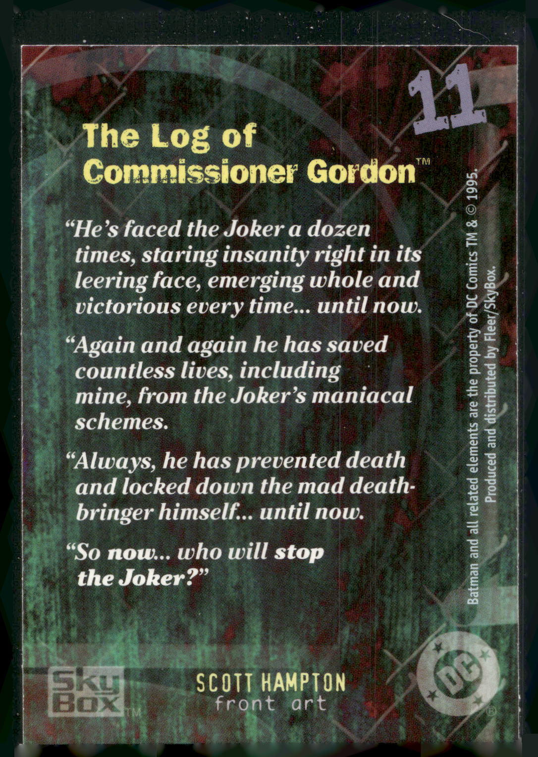 1996 SkyBox Batman Master Series #11 The Log of Commissioner Gordon