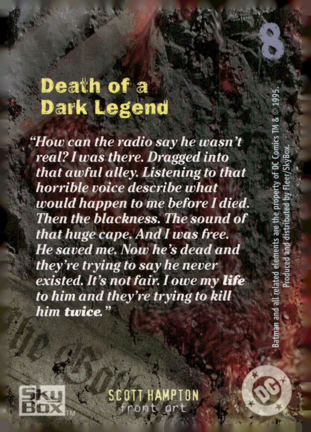 1996 SkyBox Batman Master Series #8 Death of a Dark Legend