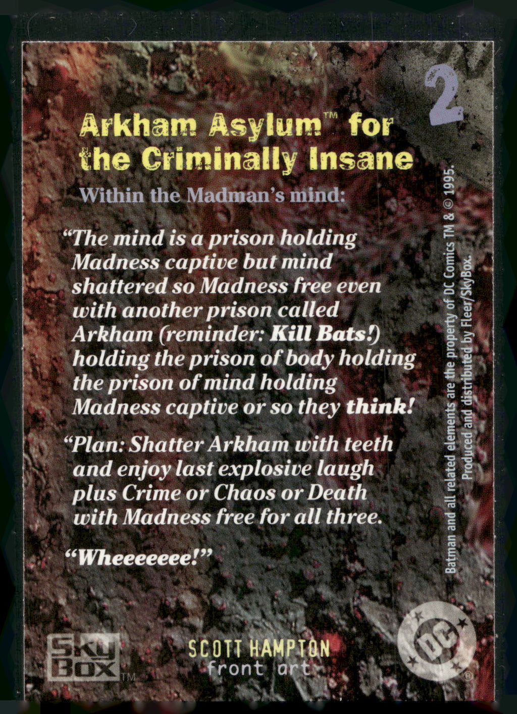 1996 SkyBox Batman Master Series #2 Arkham Asylum for the Criminally Insane