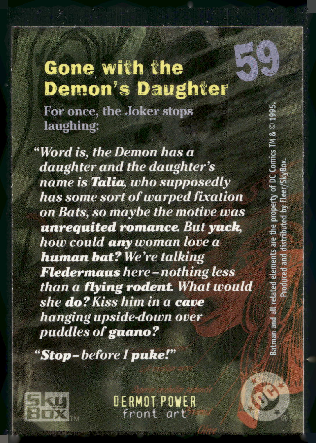 1996 SkyBox Batman Master Series #59 Gone with the Demon's Daughter