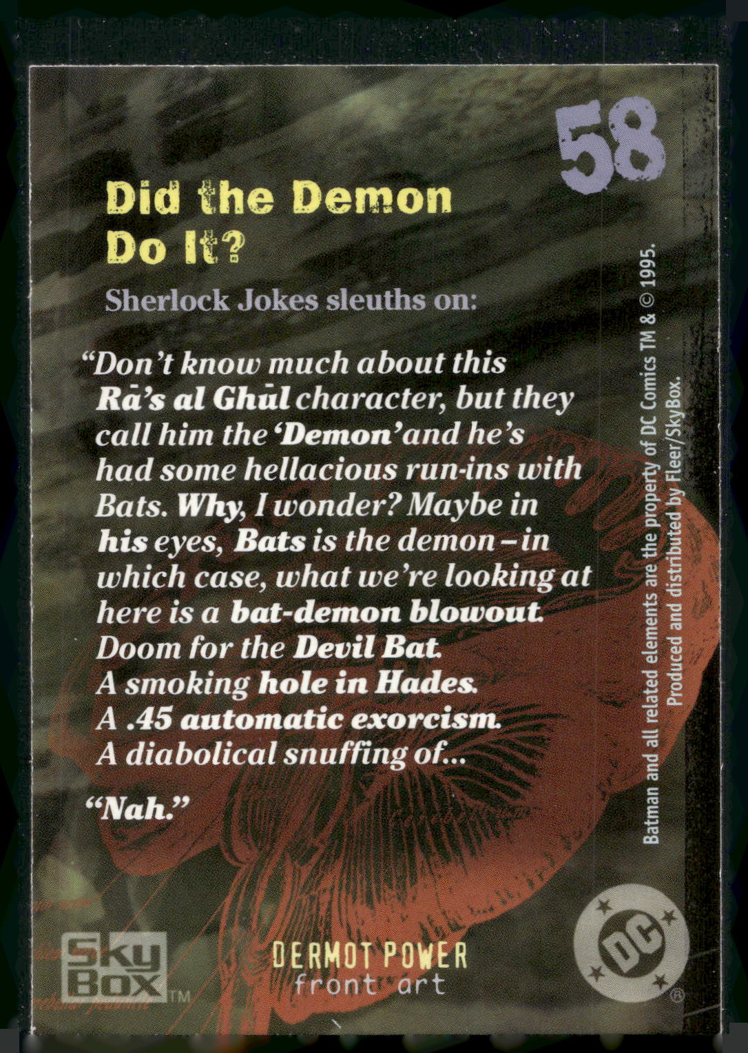 1996 SkyBox Batman Master Series #58 Did the Demon do it?