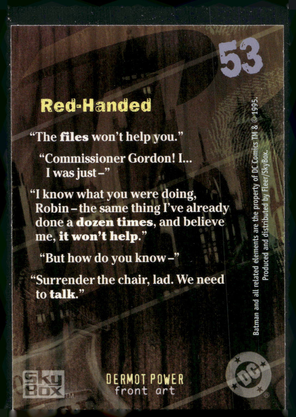 1996 SkyBox Batman Master Series #53 Red-Handed