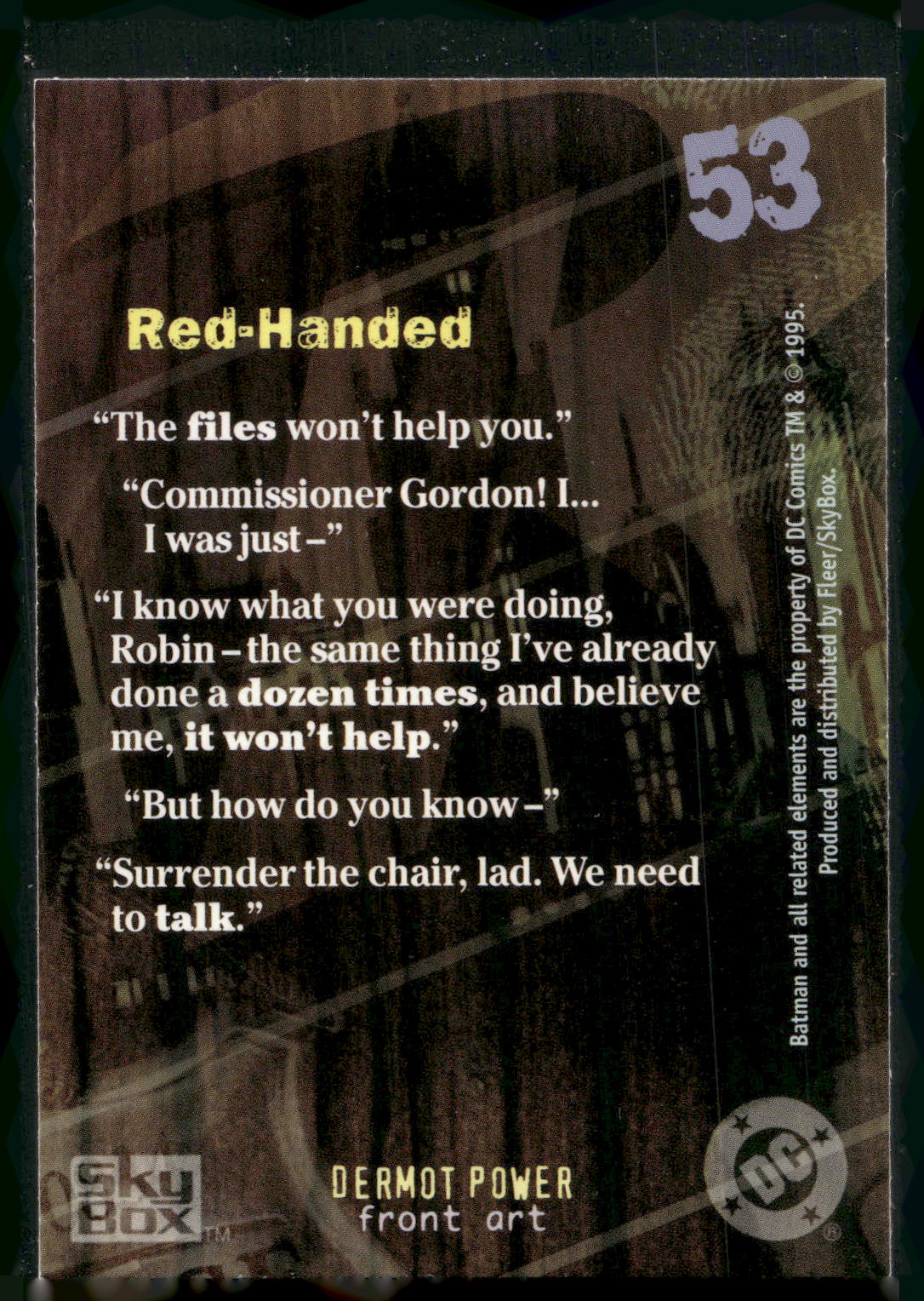 1996 SkyBox Batman Master Series #53 Red-Handed