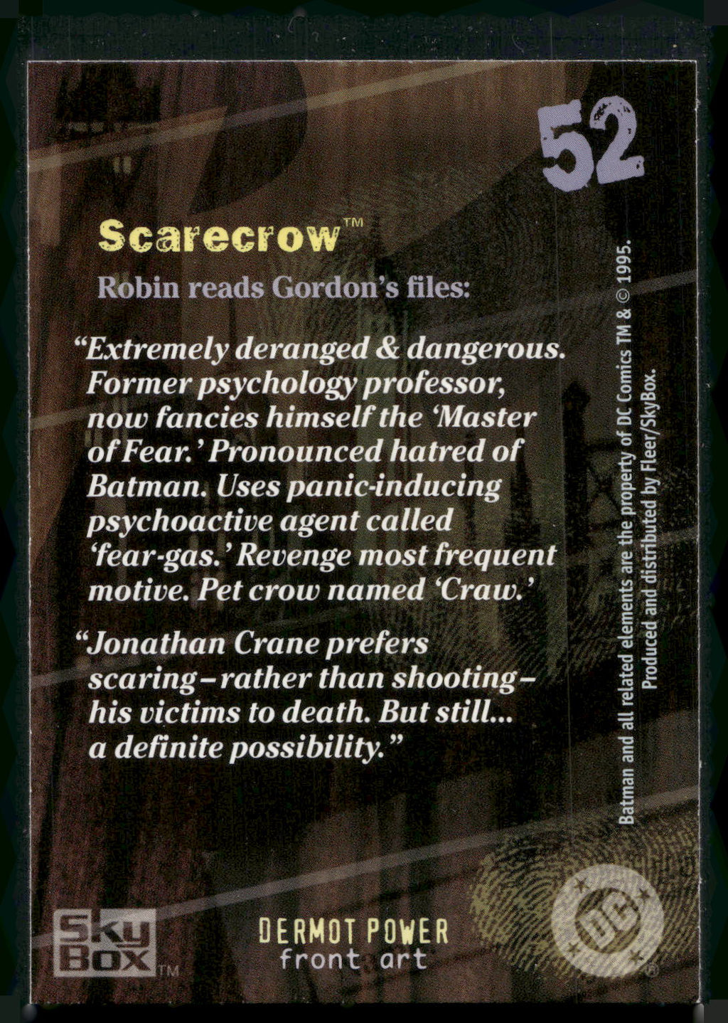 1996 SkyBox Batman Master Series #52 Scarecrow