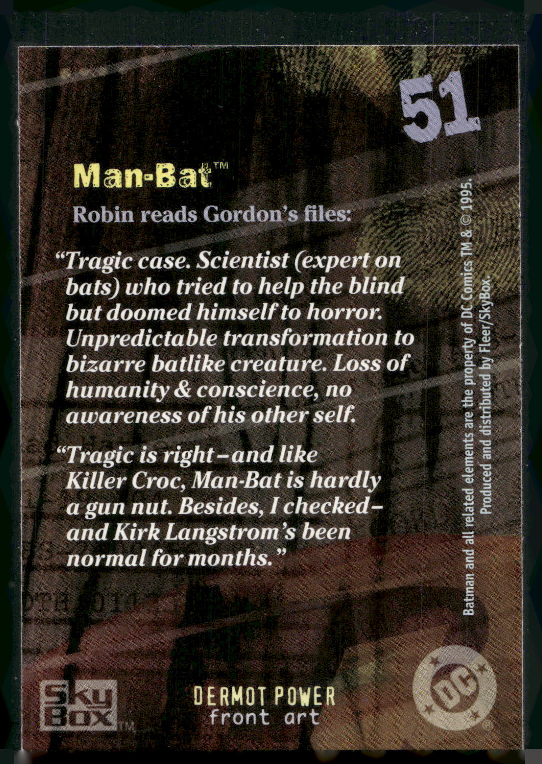 1996 SkyBox Batman Master Series #51 Man-Bat