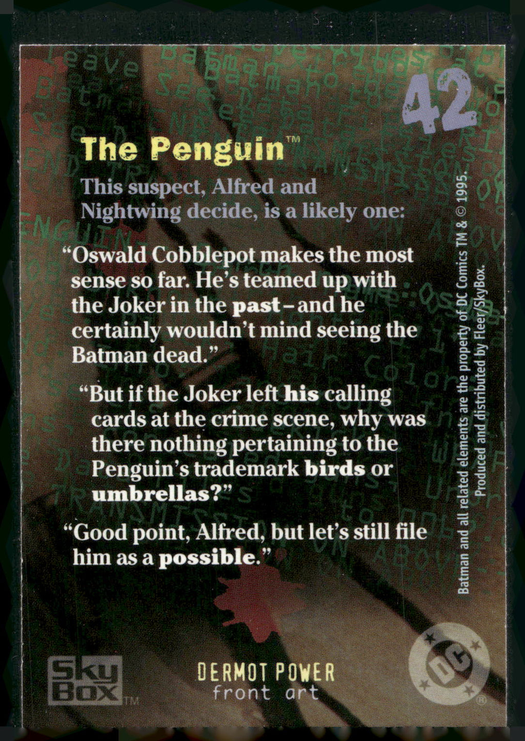 1996 SkyBox Batman Master Series #42 Penguin