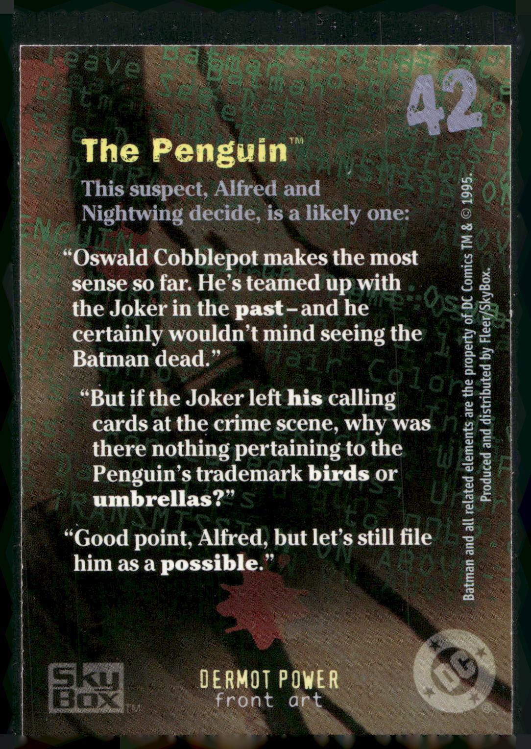 1996 SkyBox Batman Master Series #42 Penguin