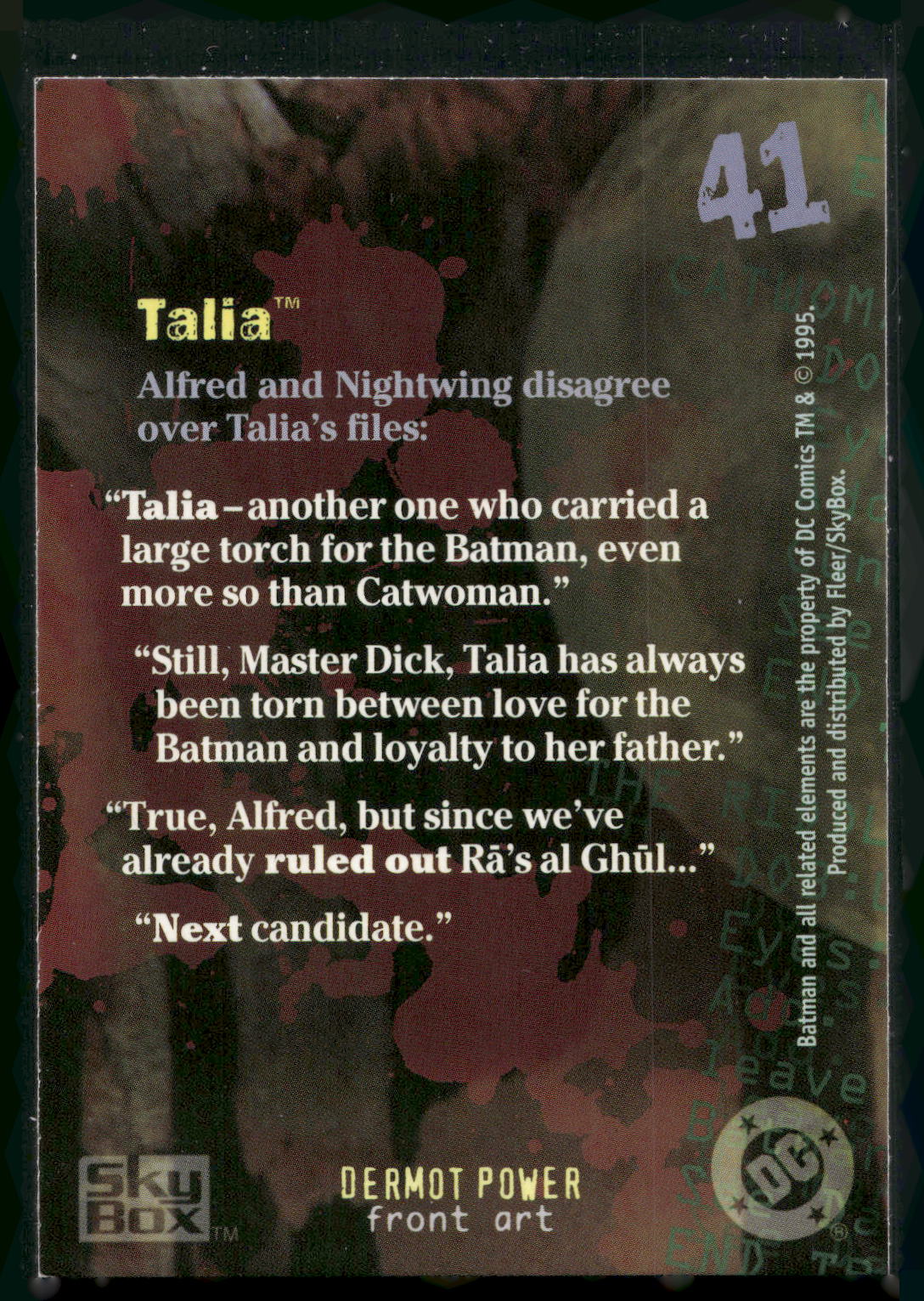 1996 SkyBox Batman Master Series #41 Talia