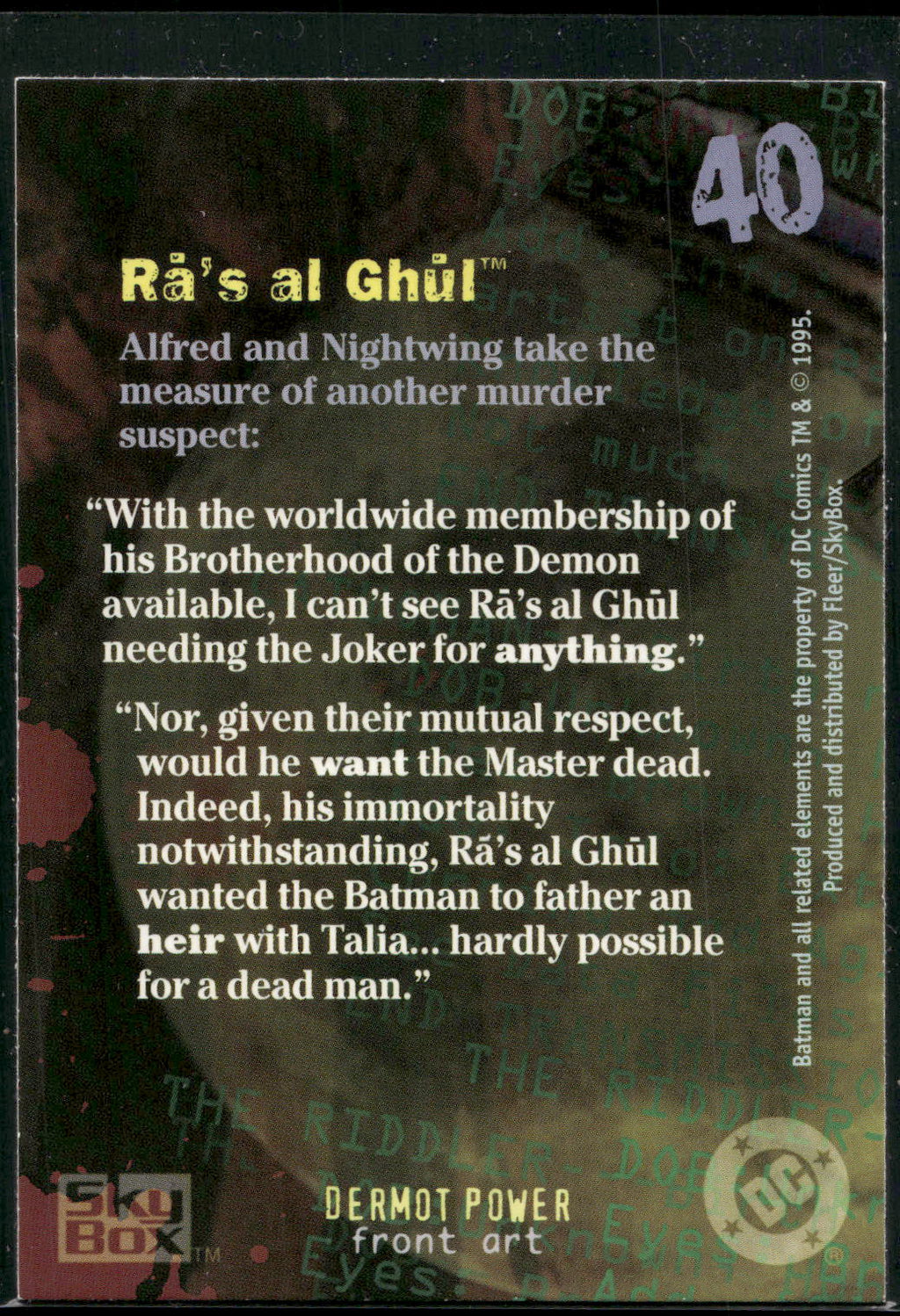 1996 SkyBox Batman Master Series #40 Ra's al Ghul