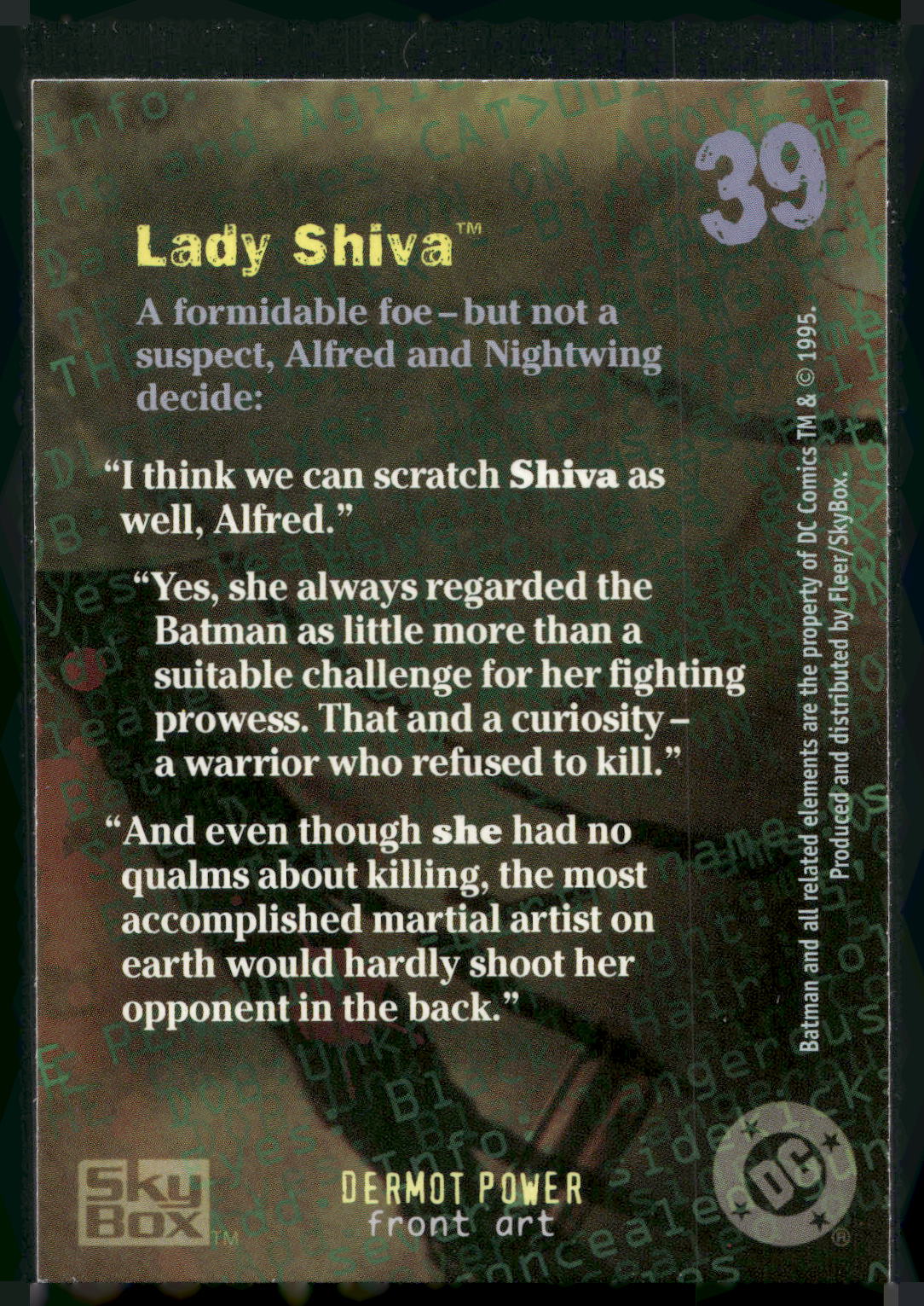 1996 SkyBox Batman Master Series #39 Lady Shiva