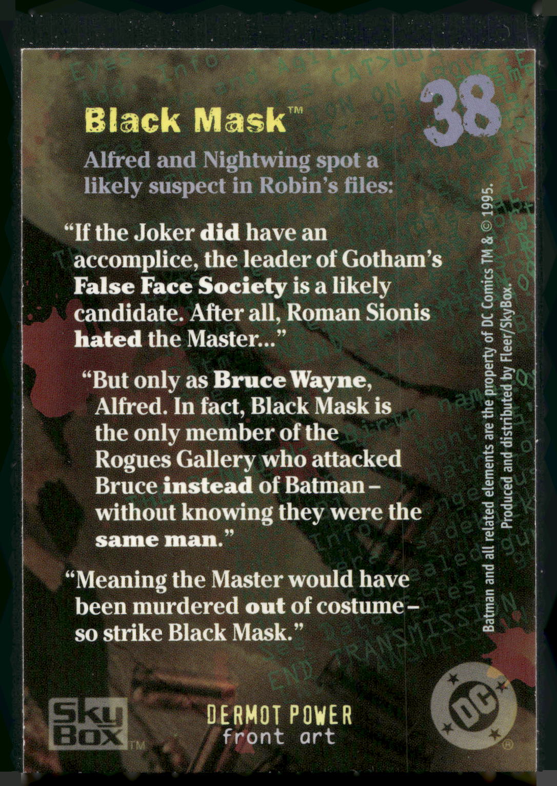 1996 SkyBox Batman Master Series #38 Black Mask