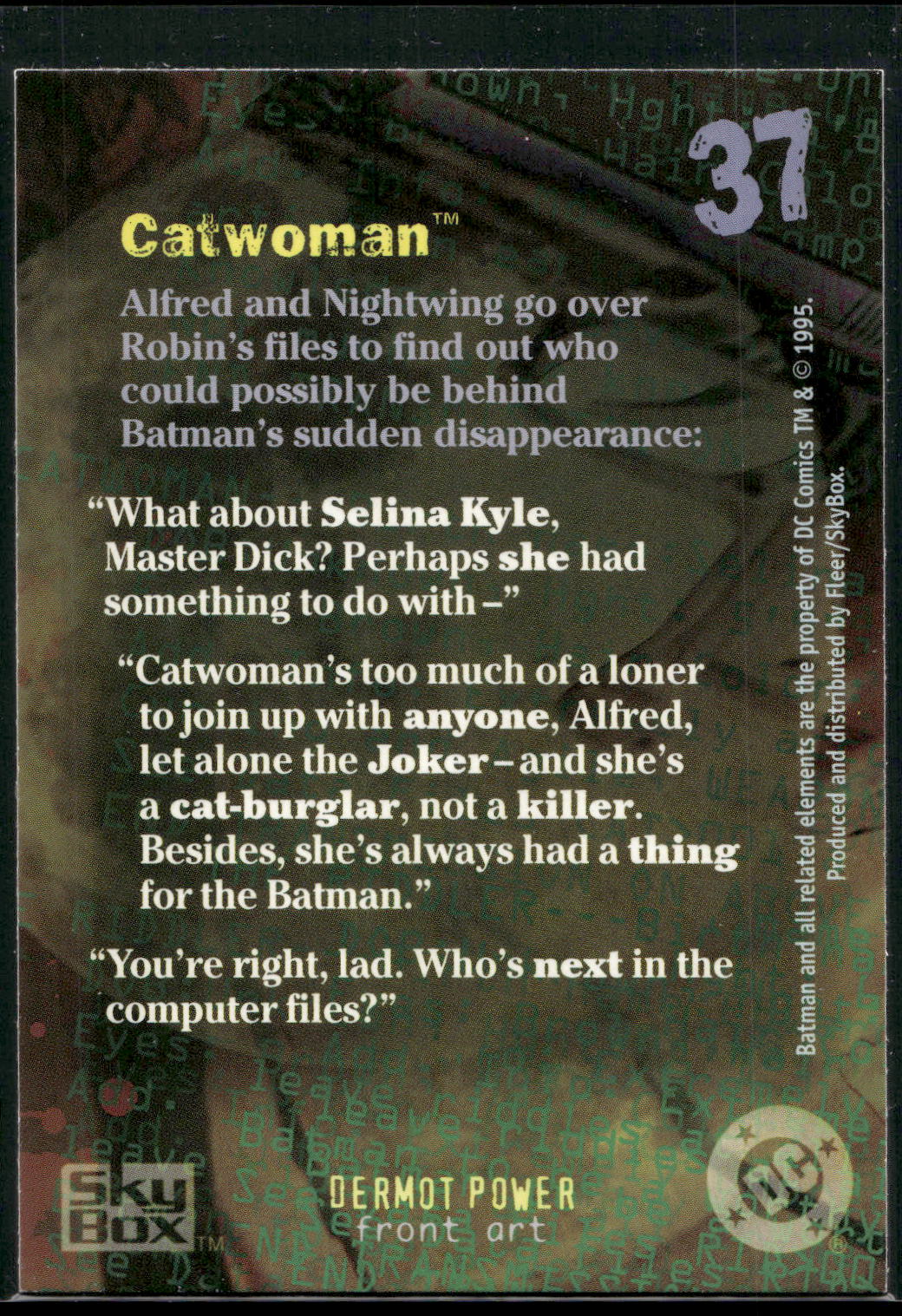 1996 SkyBox Batman Master Series #37 Catwoman