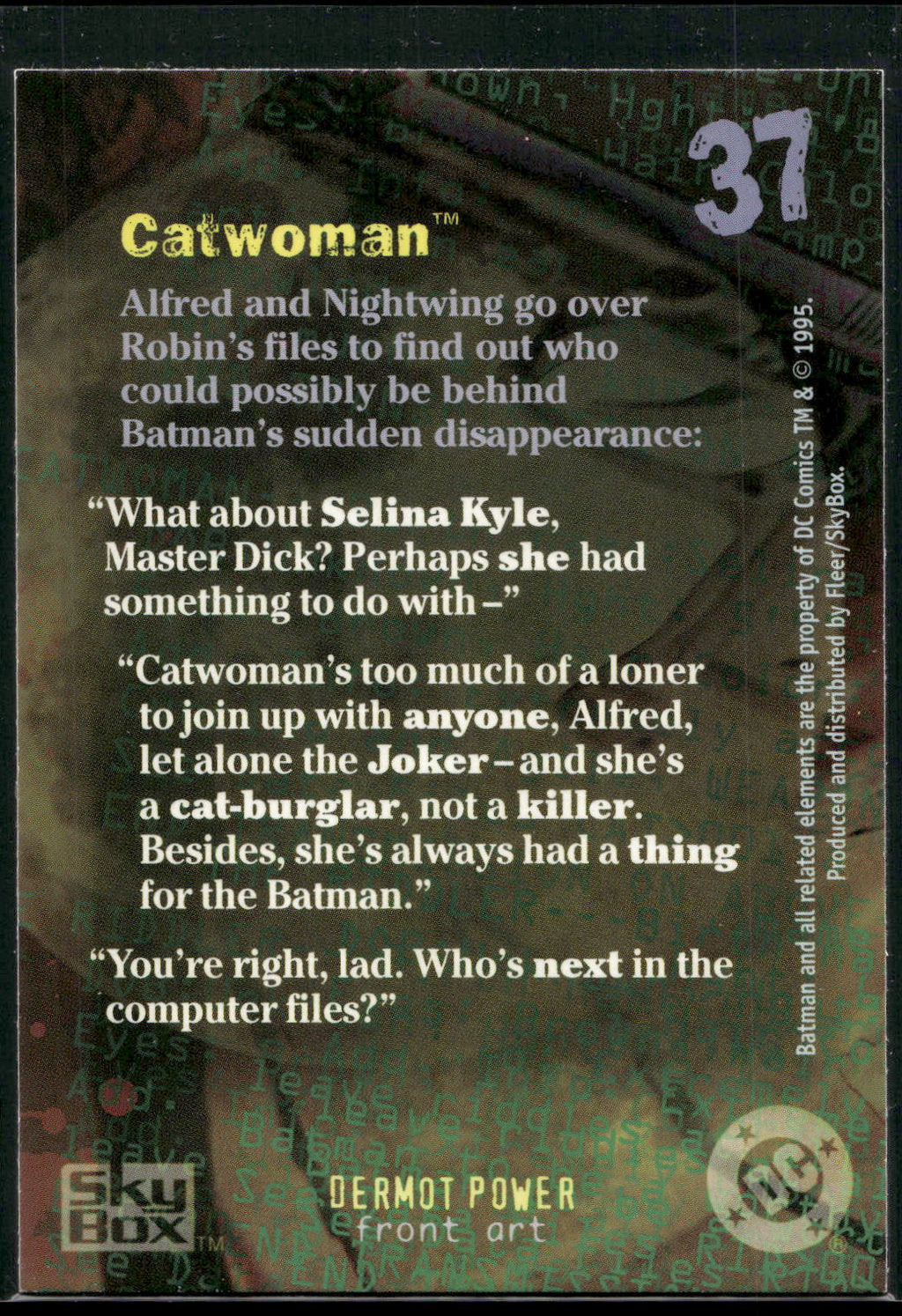 1996 SkyBox Batman Master Series #37 Catwoman