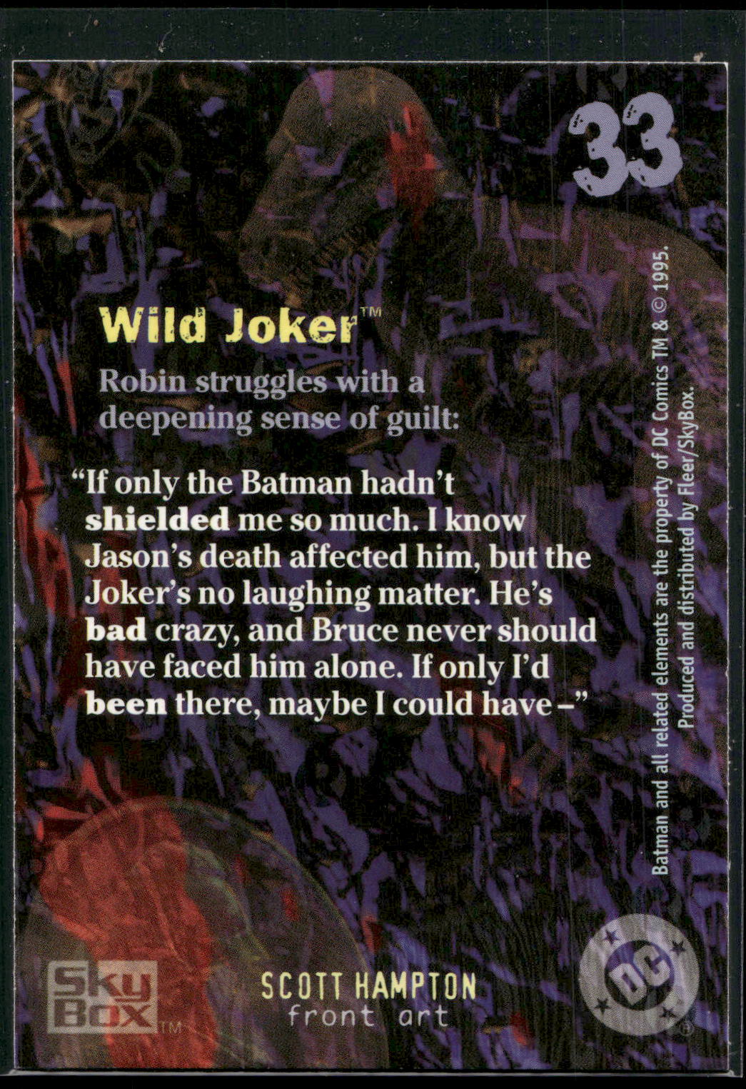 1996 SkyBox Batman Master Series #33 Wild Joker