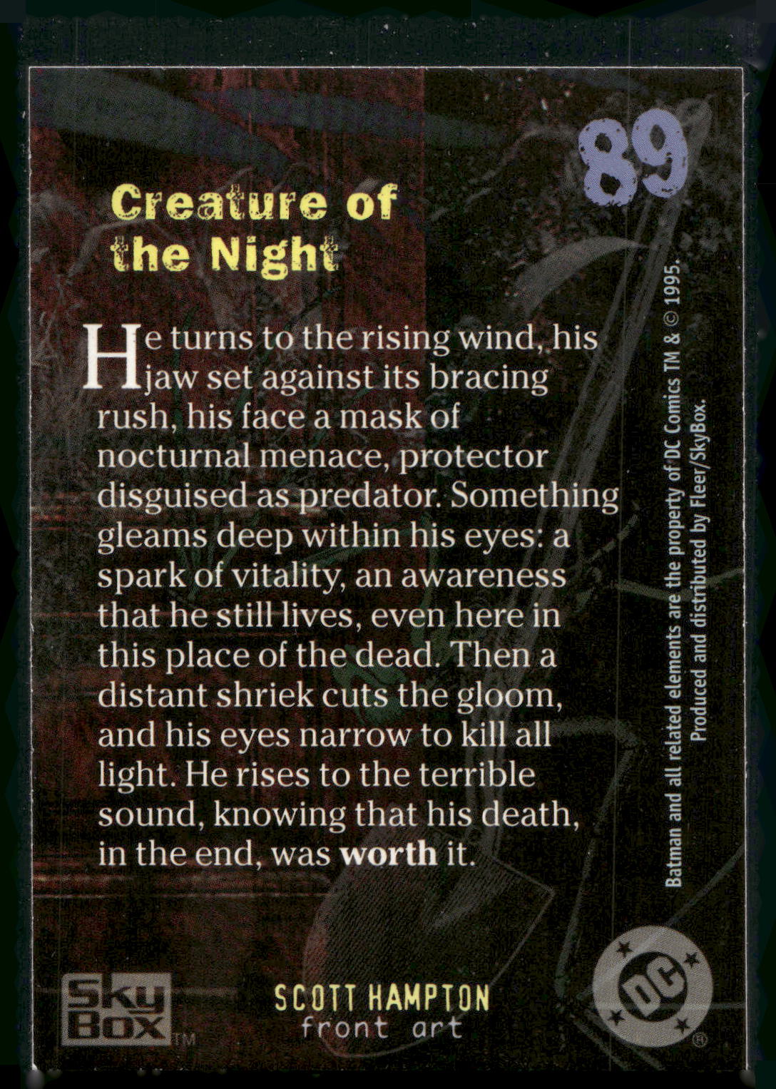 1996 SkyBox Batman Master Series #89 Creature of the Night