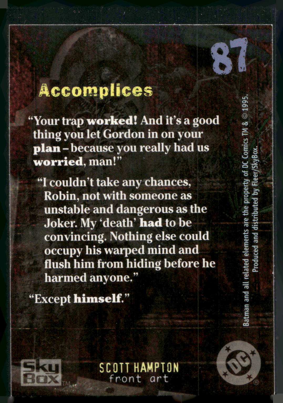 1996 SkyBox Batman Master Series #87 Accomplices