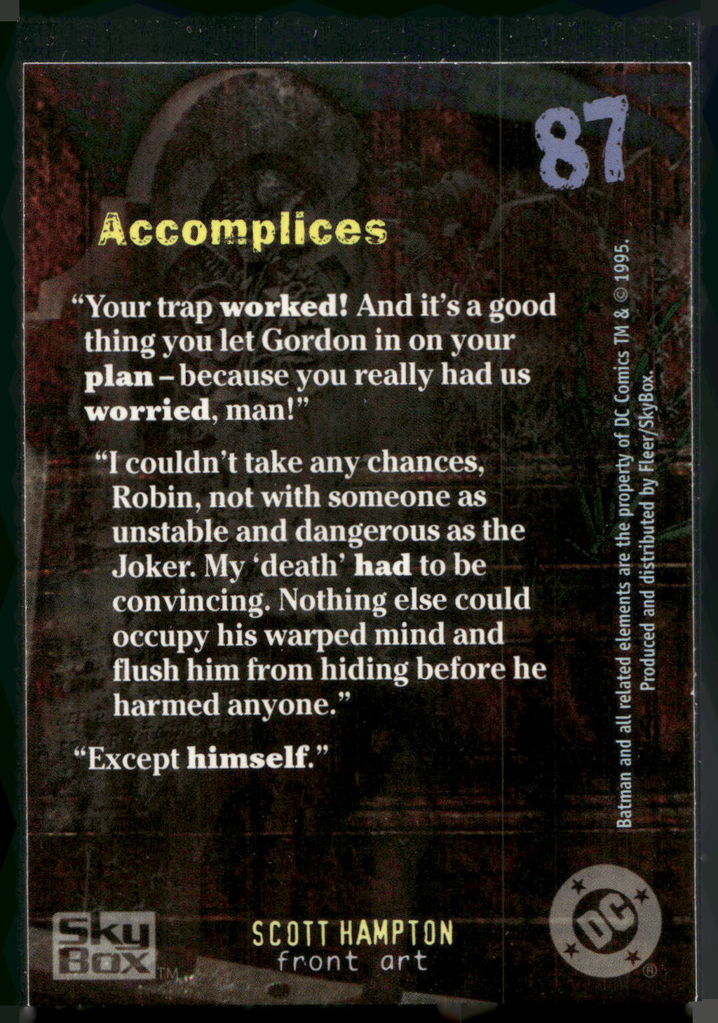 1996 SkyBox Batman Master Series #87 Accomplices