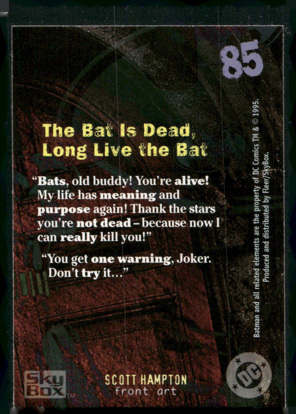 1996 SkyBox Batman Master Series #85 The Bat is Dead, Long Live the Bat