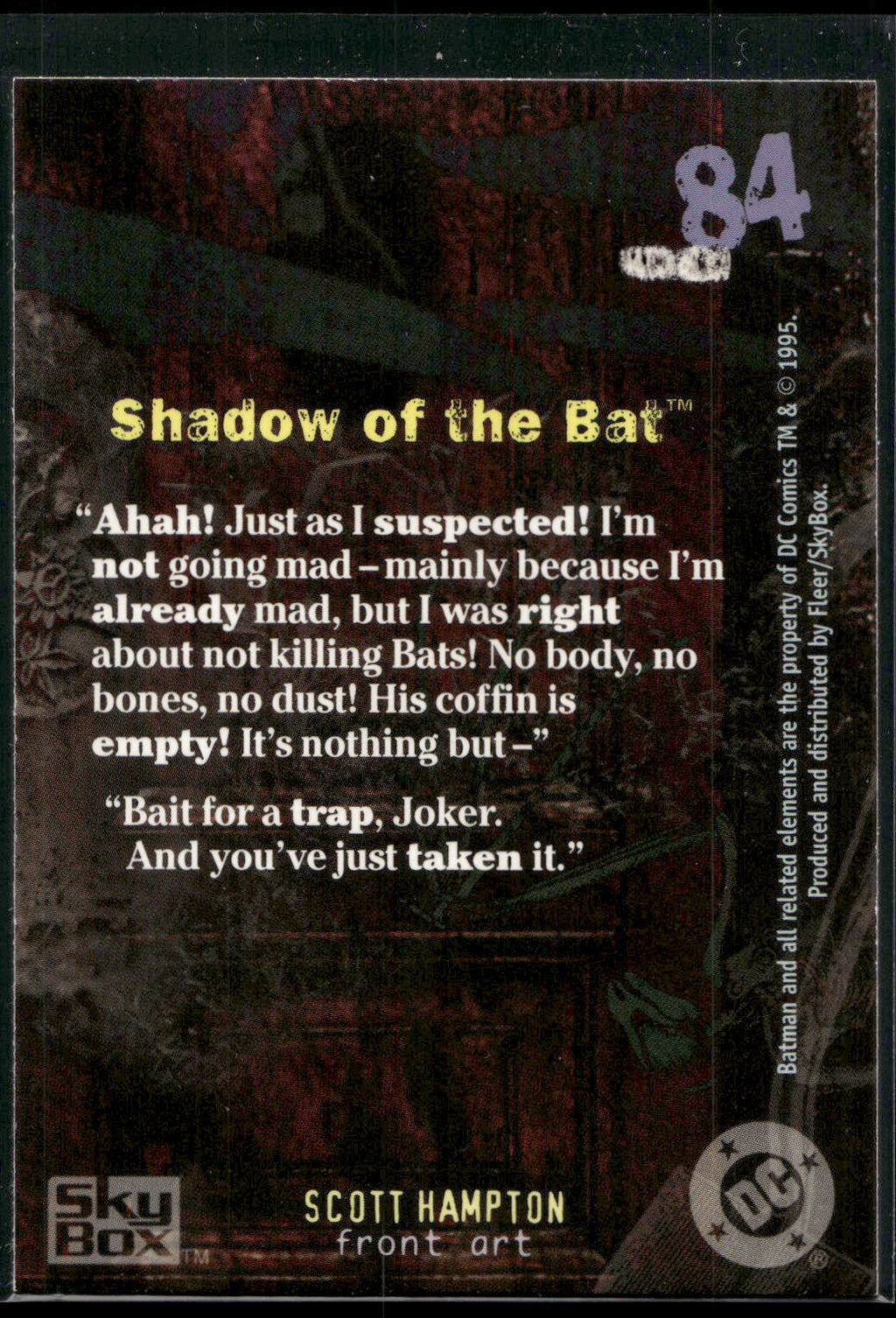 1996 SkyBox Batman Master Series #84 Shadow of the Bat