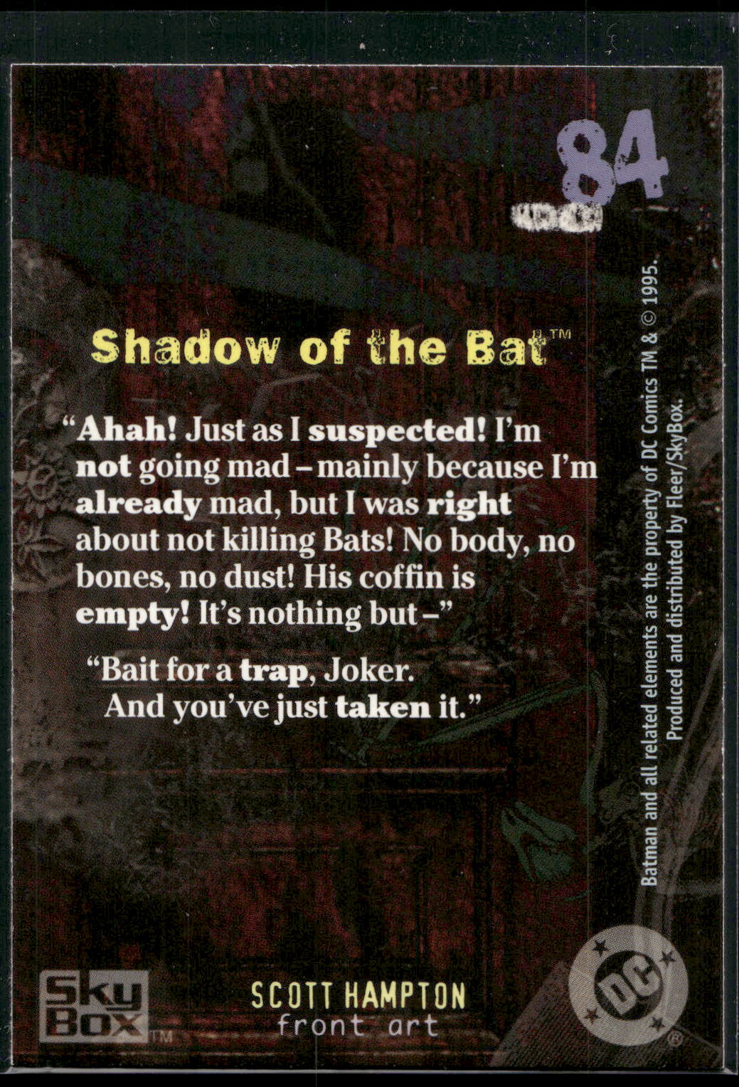 1996 SkyBox Batman Master Series #84 Shadow of the Bat