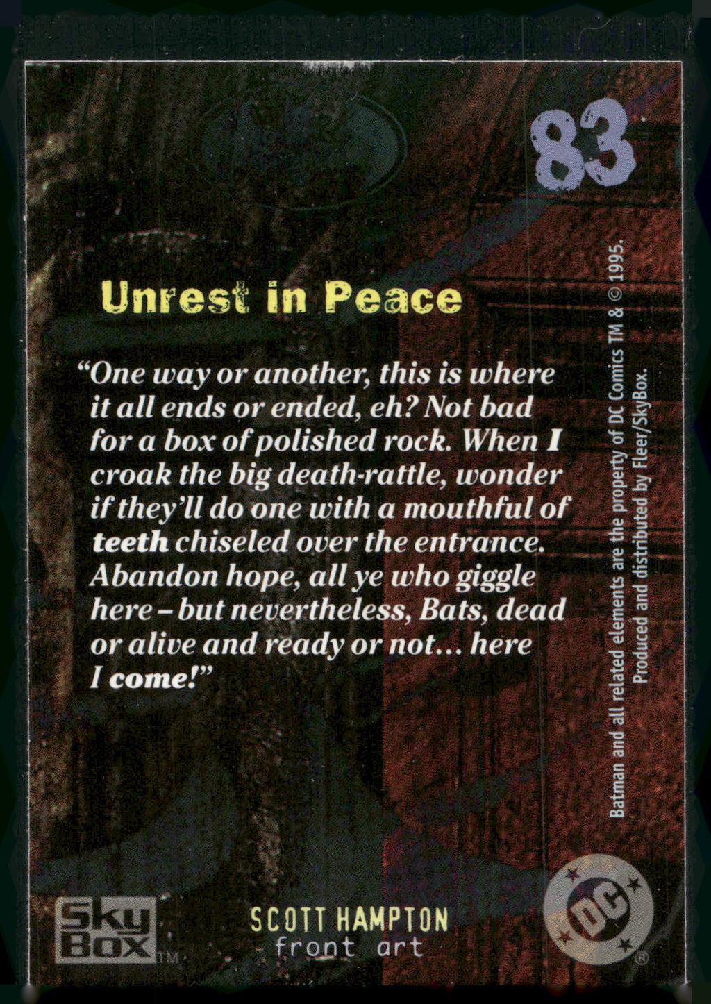 1996 SkyBox Batman Master Series #83 Unrest in Peace