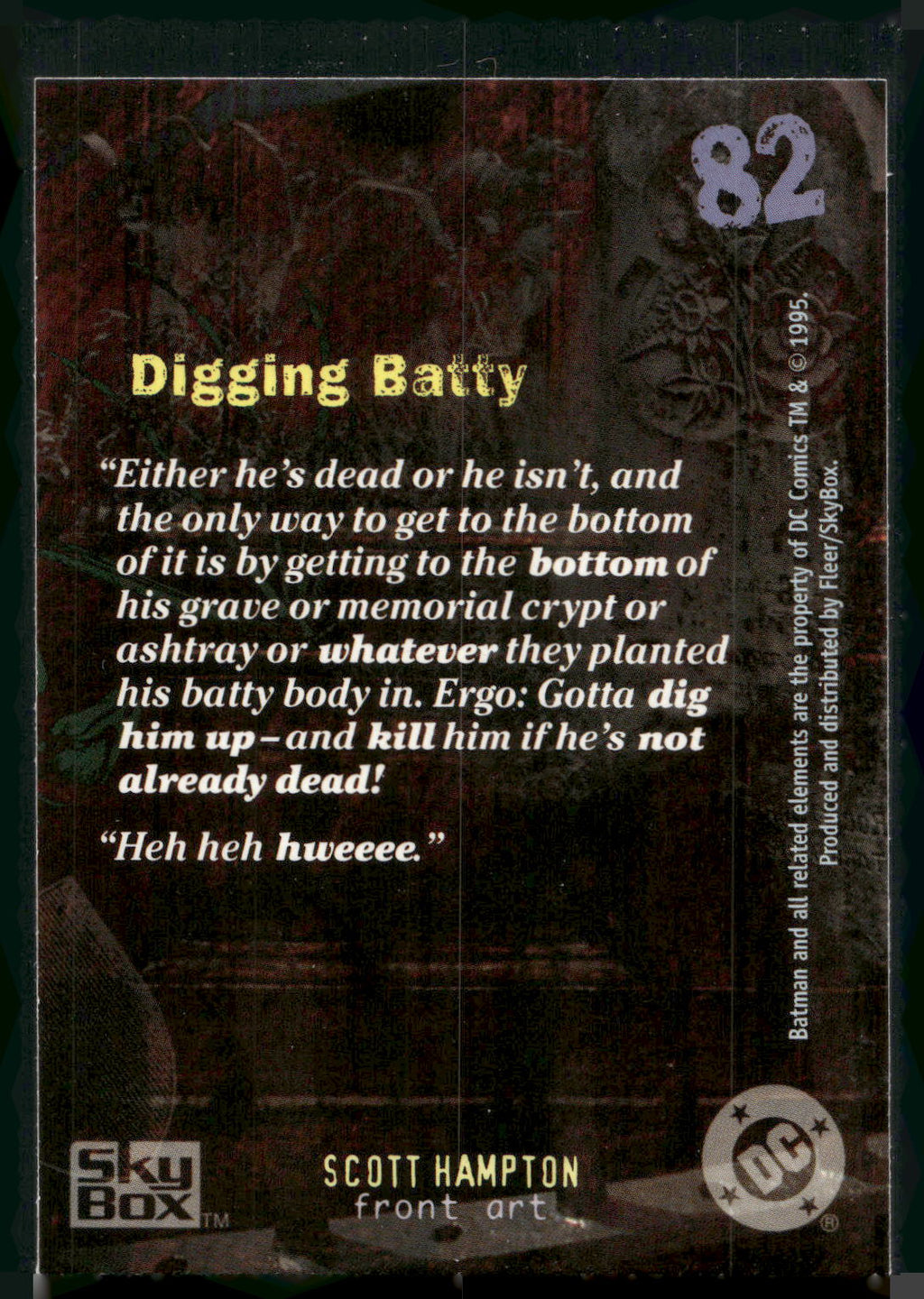 1996 SkyBox Batman Master Series #82 Digging Batty
