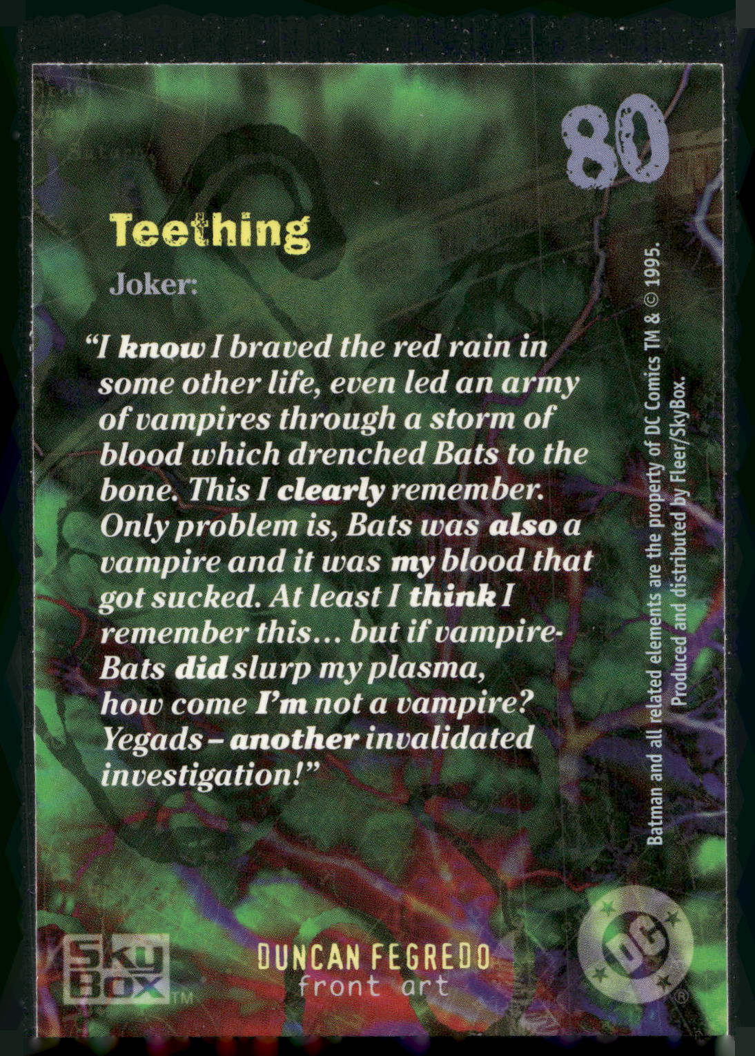1996 SkyBox Batman Master Series #80 Teething