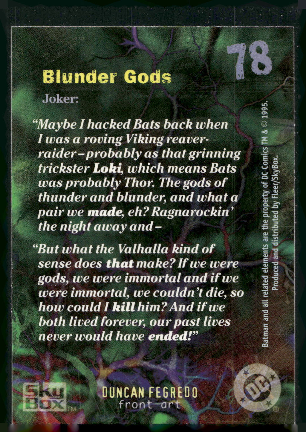 1996 SkyBox Batman Master Series #78 Blunder Gods