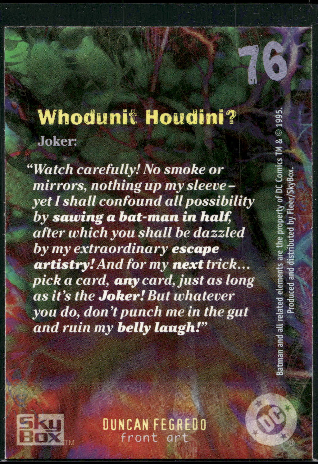 1996 SkyBox Batman Master Series #76 Whodunit Houdini?