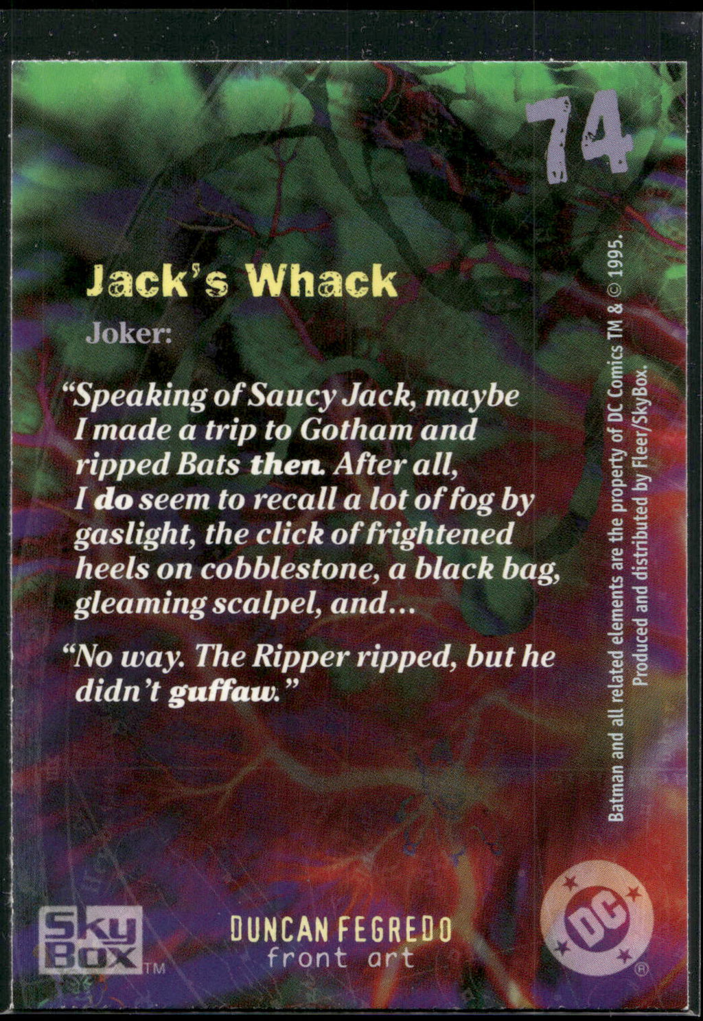 1996 SkyBox Batman Master Series #74 Jack's Whack