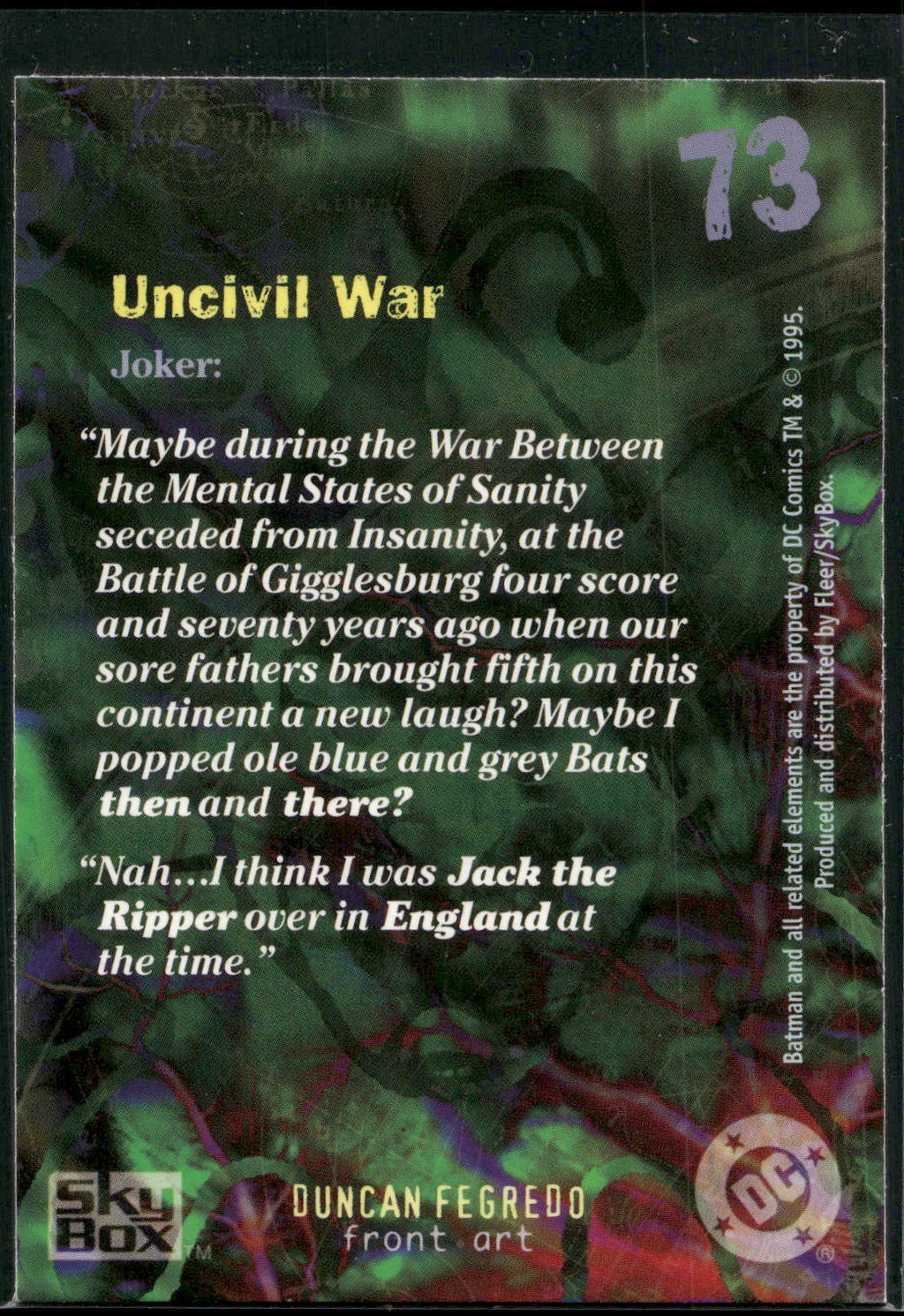 1996 SkyBox Batman Master Series #73 Uncivil War
