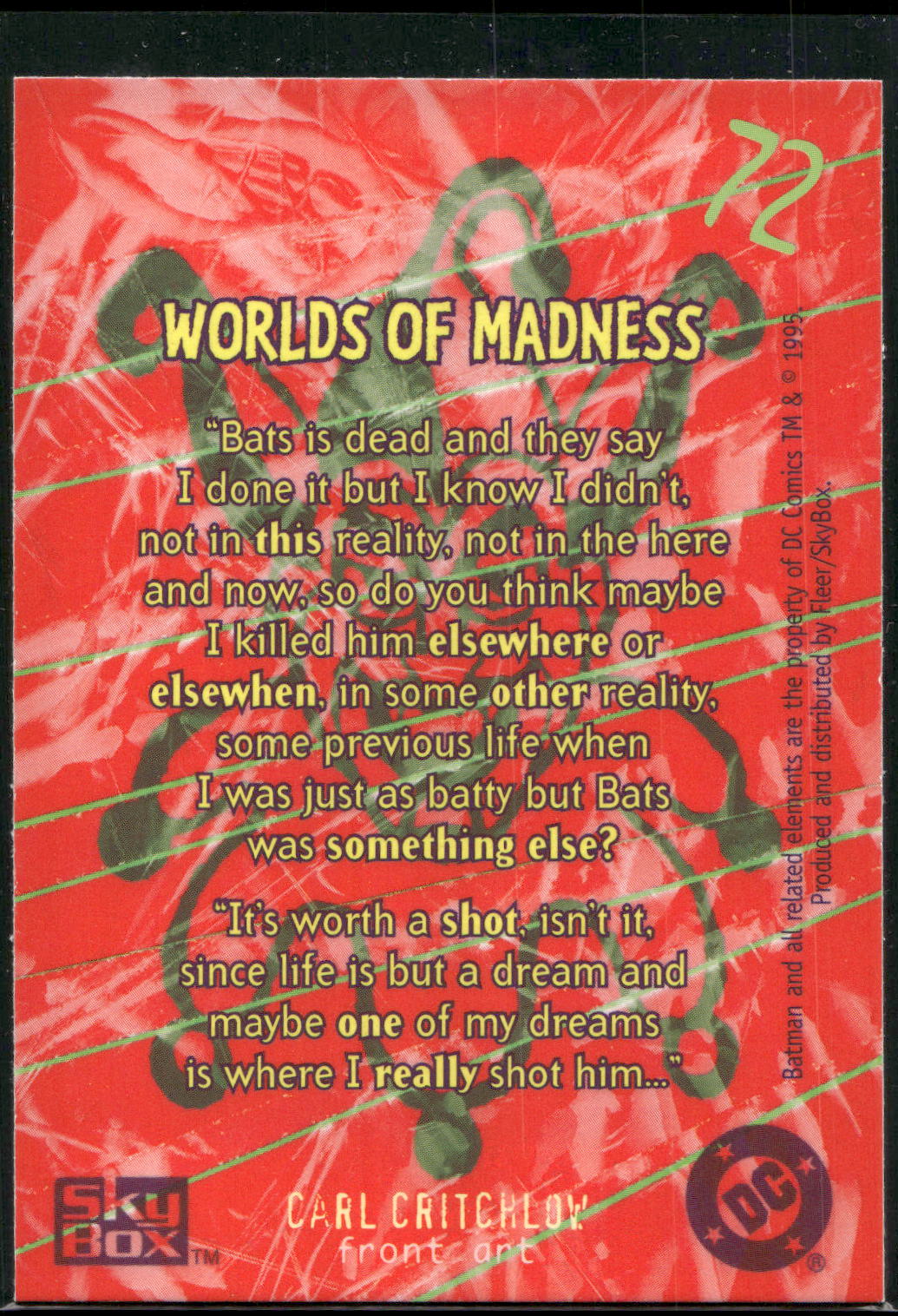 1996 SkyBox Batman Master Series #72 Worlds of Madness