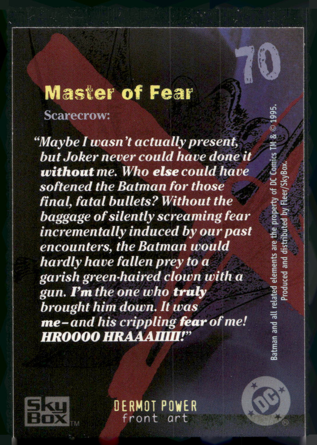 1996 SkyBox Batman Master Series #70 Master of Fear