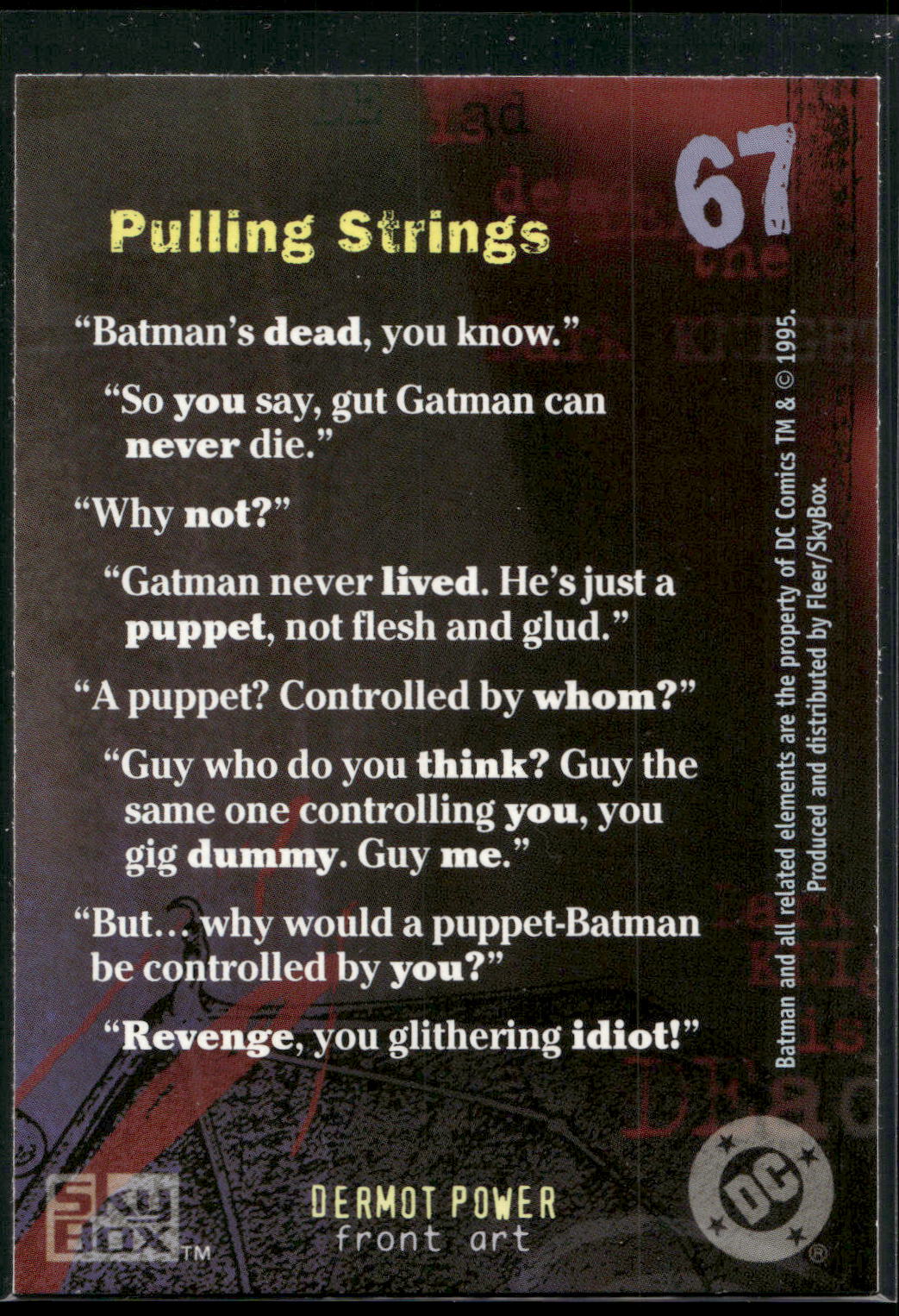1996 SkyBox Batman Master Series #67 Pulling Strings