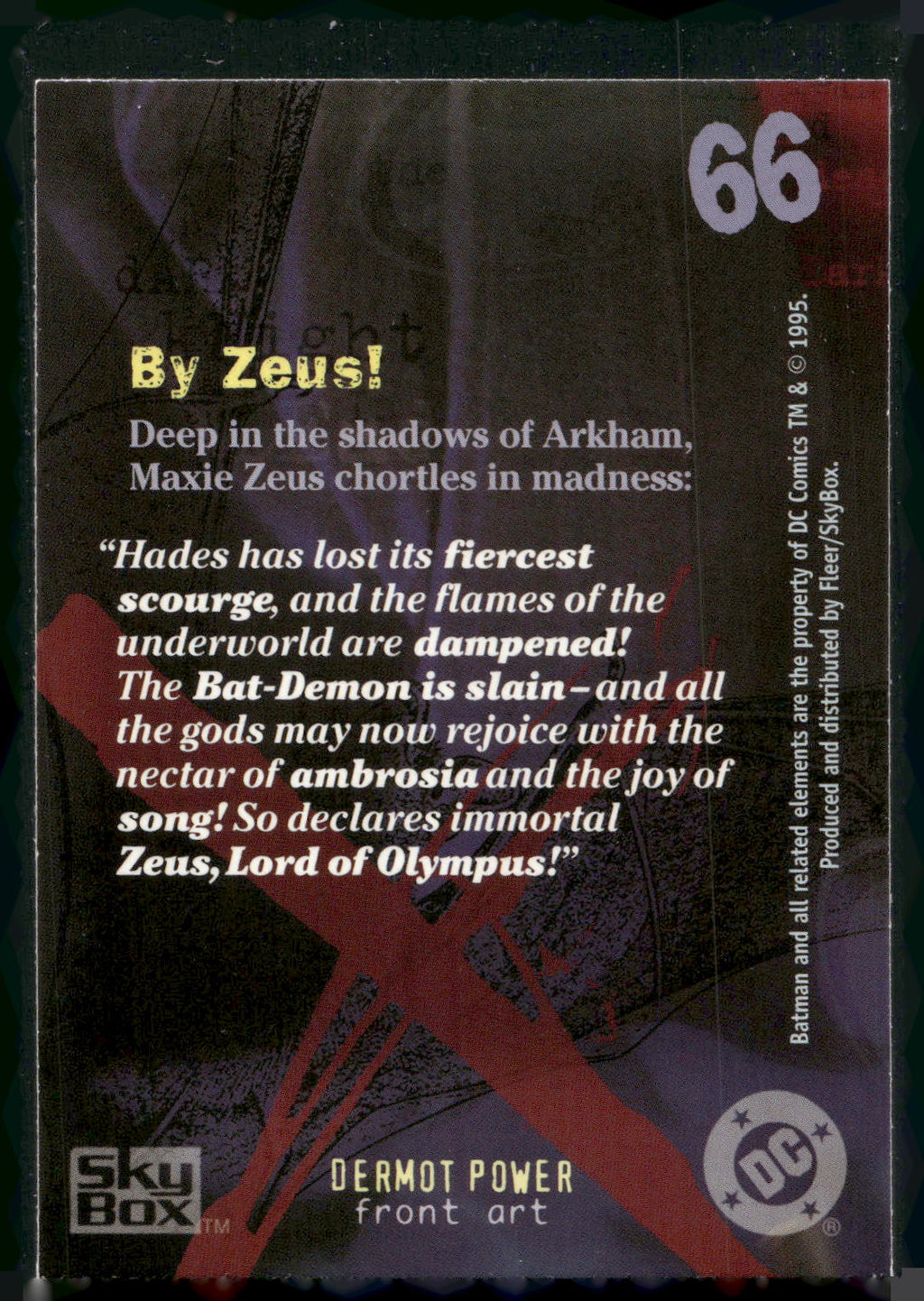 1996 SkyBox Batman Master Series #66 By Zeus!