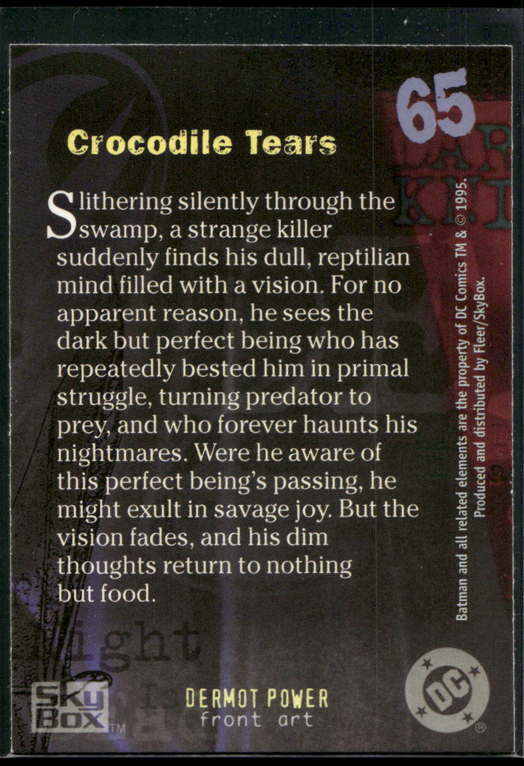 1996 SkyBox Batman Master Series #65 Crocodile Tears