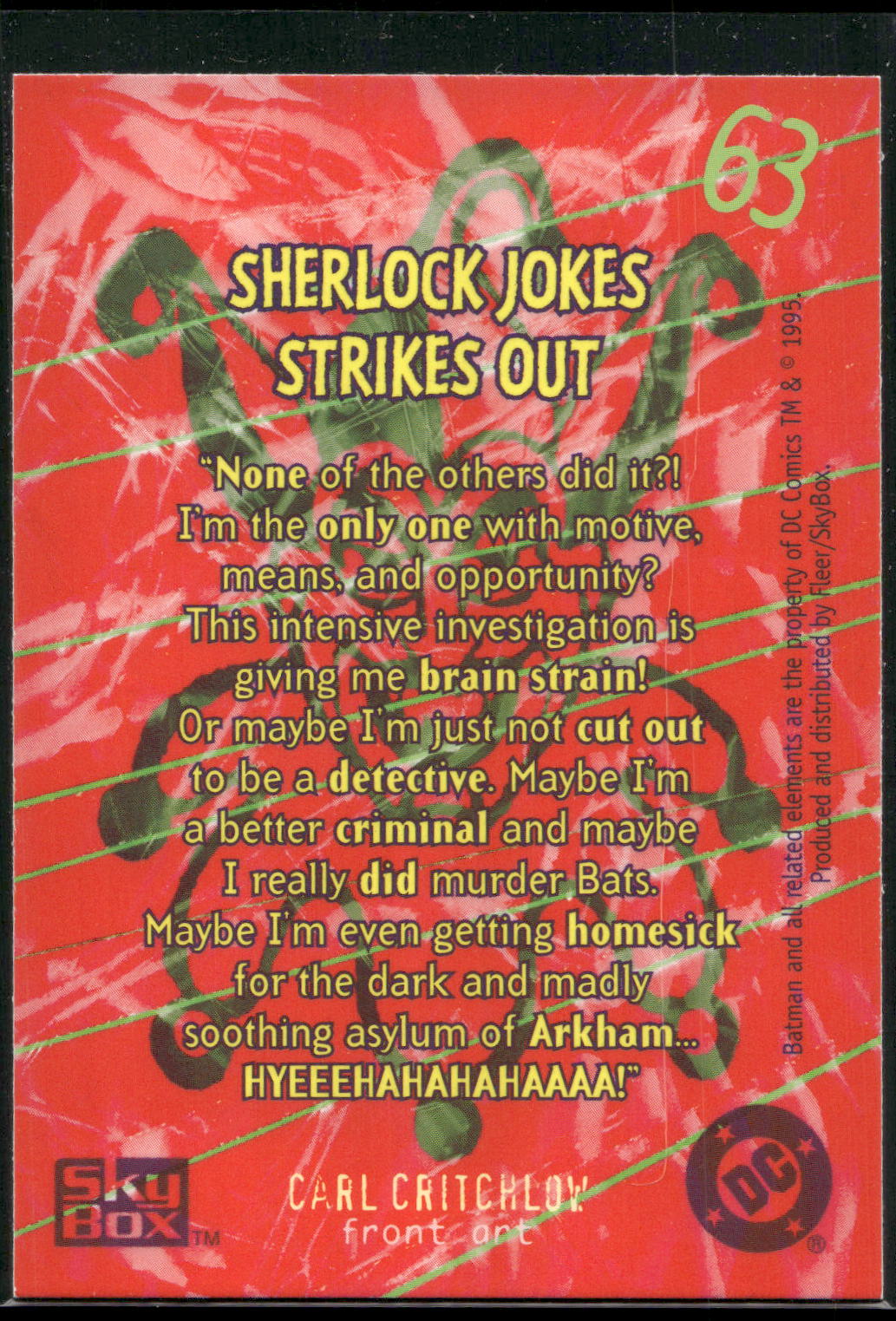 1996 SkyBox Batman Master Series #63 Sherlock Holmes Strikes Out