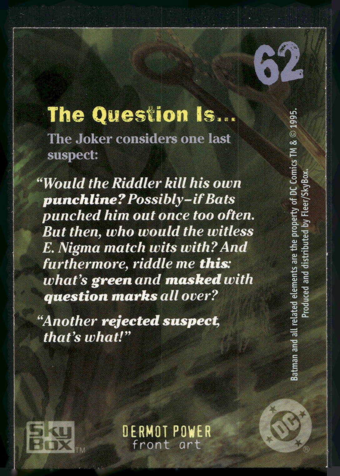 1996 SkyBox Batman Master Series #62 The Question Is…