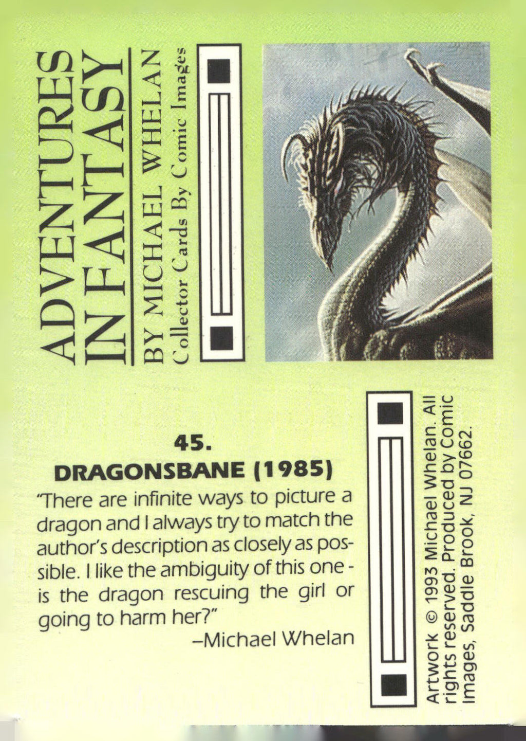 1993 Comic Images Michael Whelan Adventures in Fantasy #45 Dragonsbane